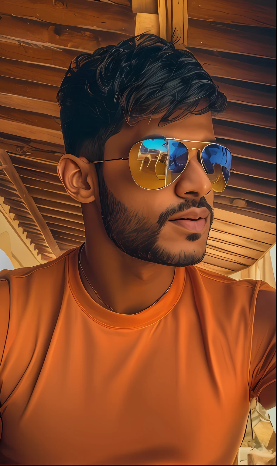 there is a man with sunglasses on taking a selfie, portait photo profile picture, mohamed chahin style, edited in photoshop, hyperrealism artstyle, portrait shot 8 k, realism artstyle, high quality portrait, jayison devadas, detailed realistic face, made with photoshop, with sunglass, profile picture 1024px, realistic detailed face