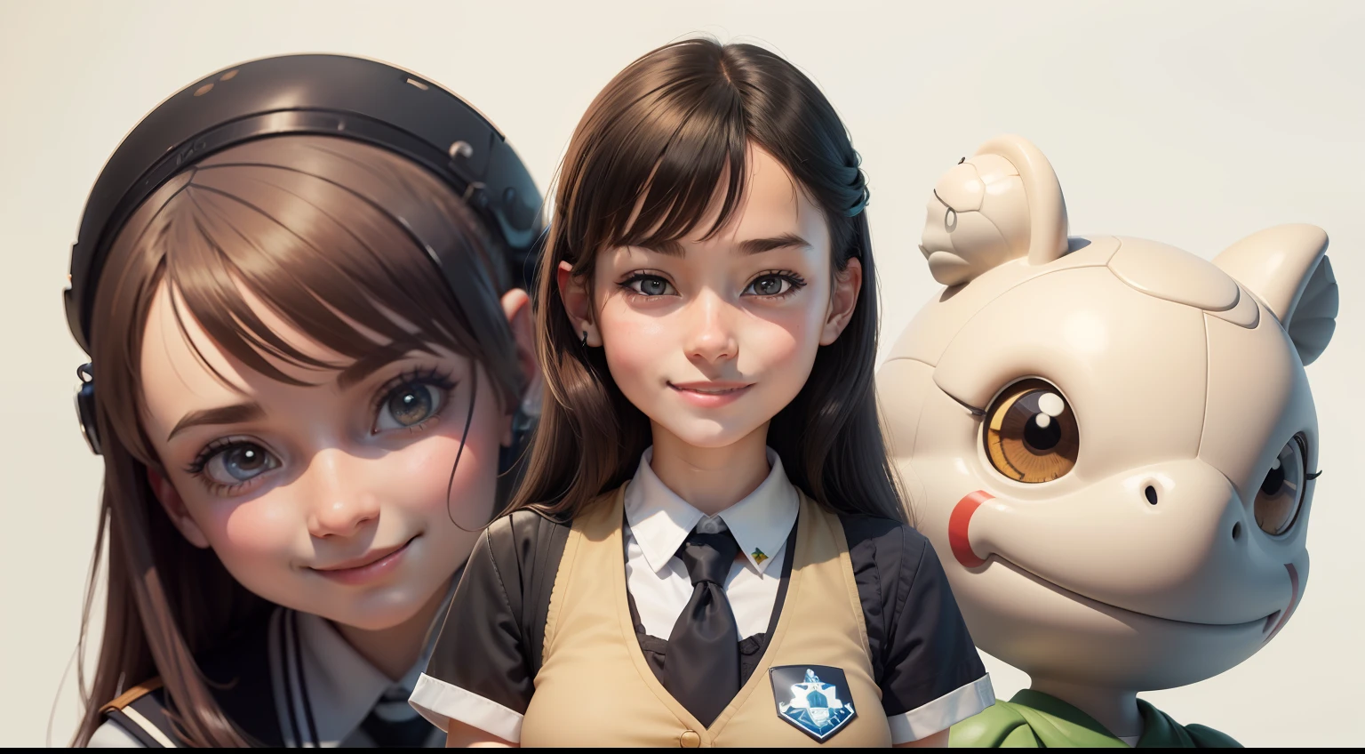 Customer service staff,A girl,adolable,anthropomorphic turtle,Blank background,Age approx. 21,With a smile,Goddess level