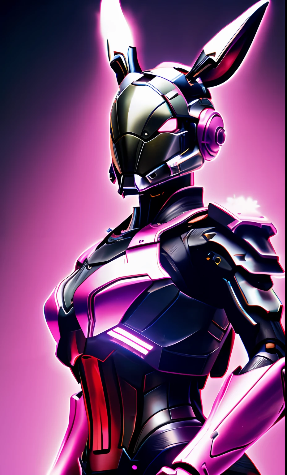 A highly detailed「Rabbit-shaped cyborg」3D rendering of a|cyborgs]Pink cybernetics and pink armor、nffsw、8K、Sub-surface scattering、Specular Light、Hi-Res、octane renderings、Ray traching、Pink rabbit ears、Mobilesuit