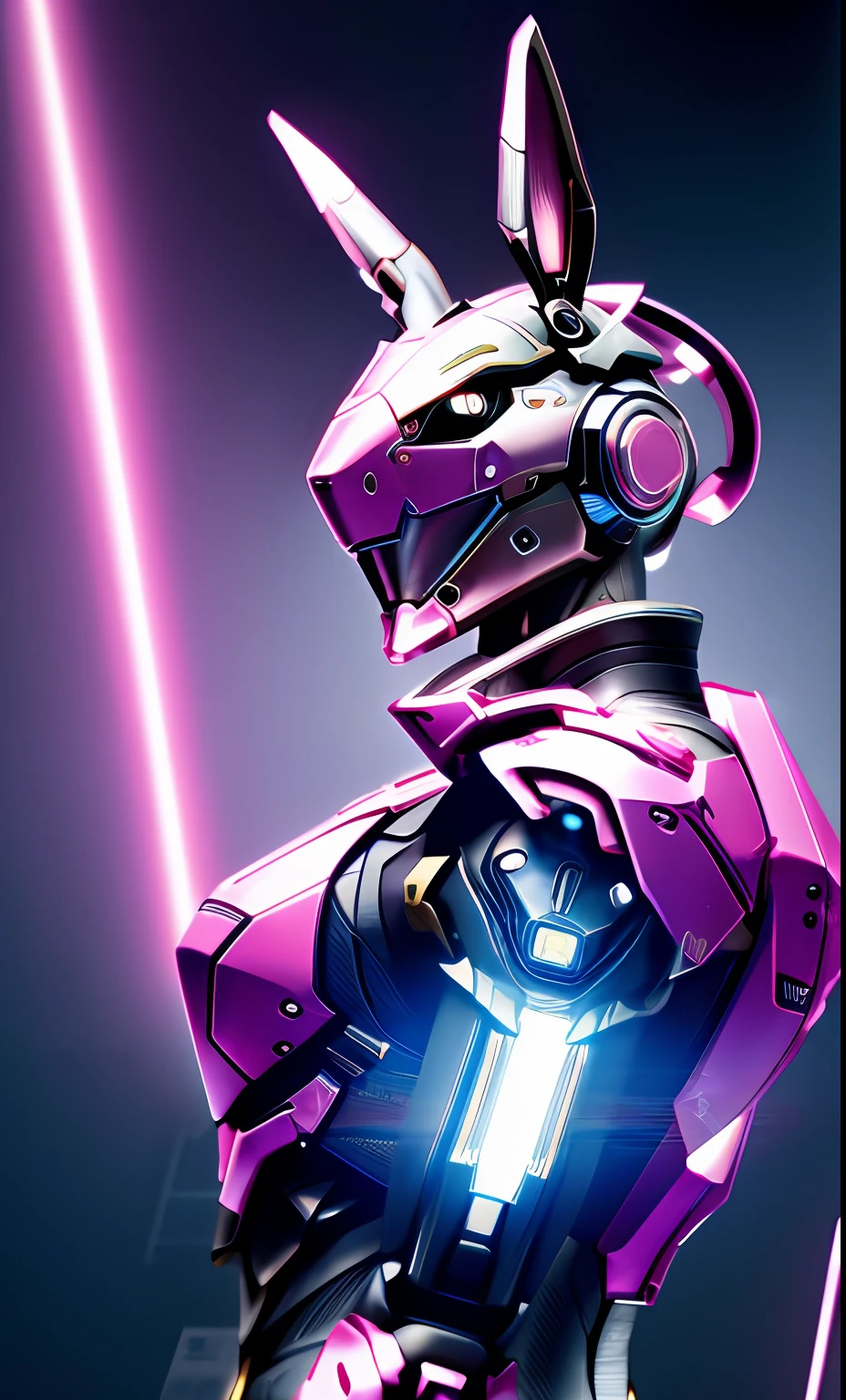 A highly detailed「Rabbit-shaped cyborg」3D rendering of a|cyborgs]Pink cybernetics and pink armor、nffsw、8K、Sub-surface scattering、Specular Light、Hi-Res、octane renderings、Ray traching、Pink rabbit ears、Mobilesuit