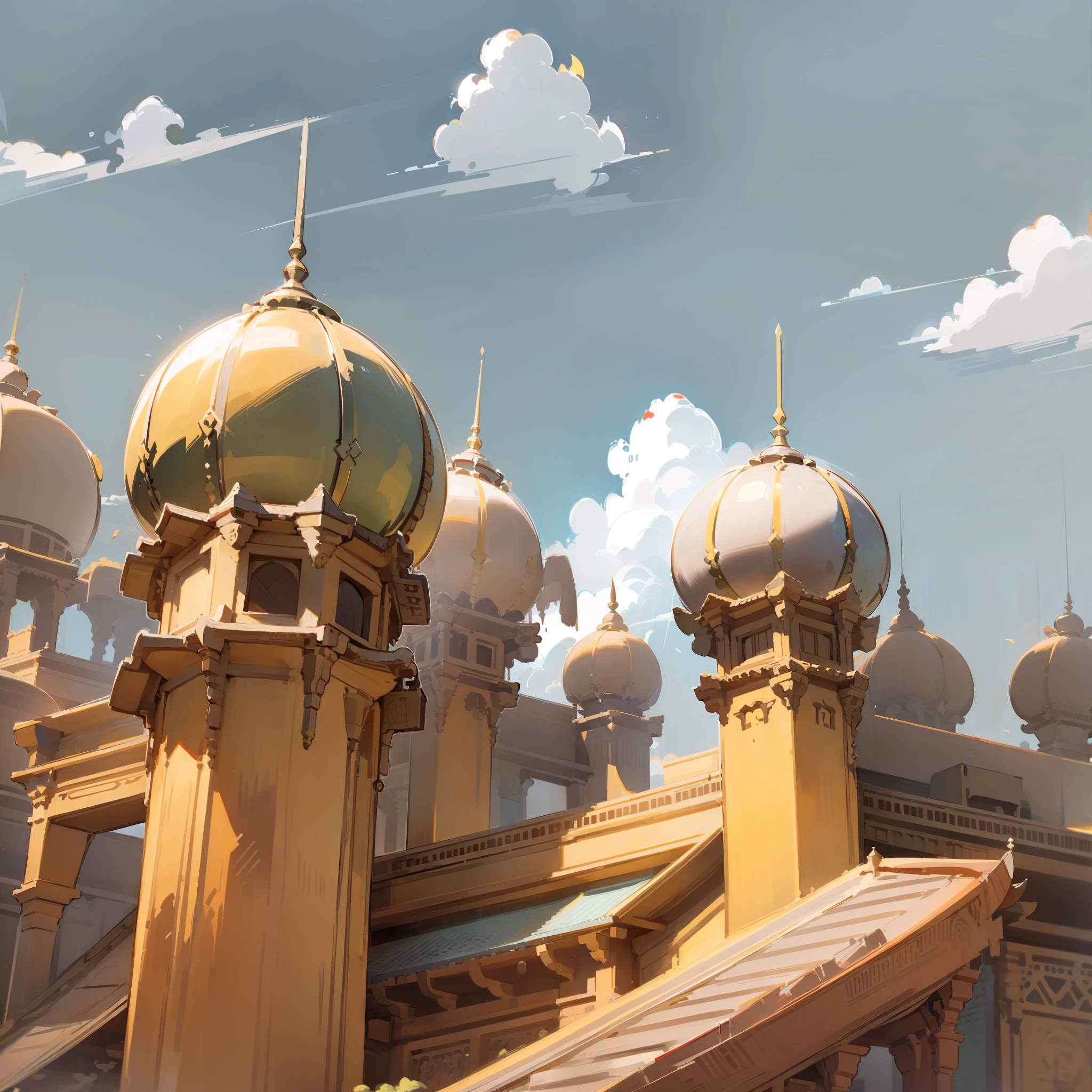royal city, terraces, mughal architecture, clouds, pioneering, ancient royal city, bazaar, ray tracing, comics, 3d rendering, cartoon, cute style, sunny, outdoor, detailed, 4K, HD, high quality, top view, trees, greenry, blue sky, saturated, red marbel