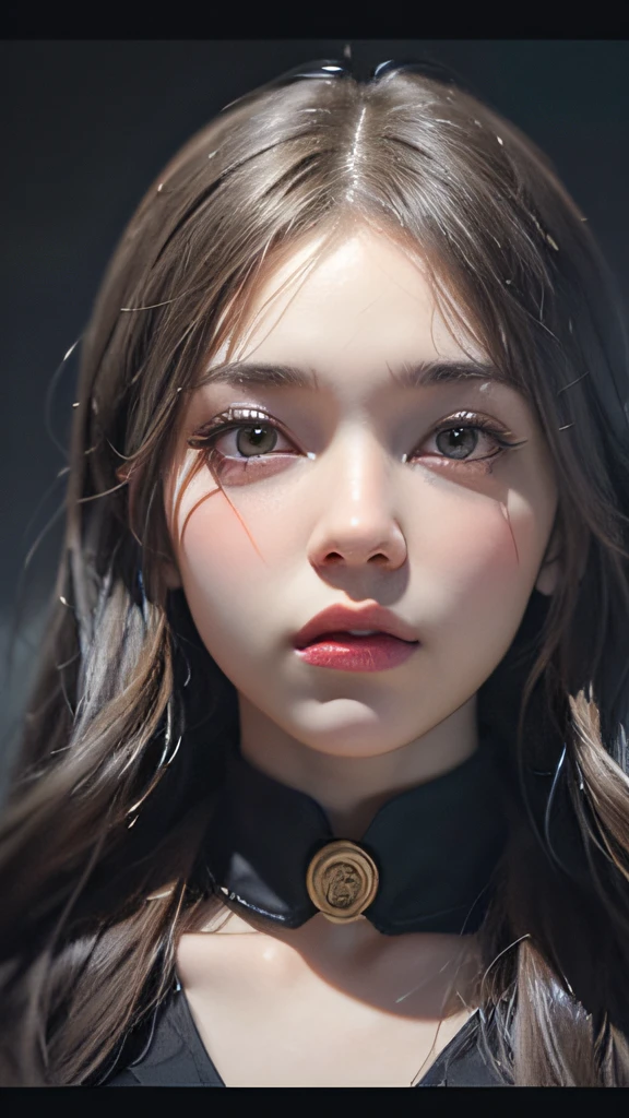 (Front Focus), (In the Dark: 1.6), Surrealistic Female Portraits by David Hockney and Alphonse Mucha, Fantasy Art, Photo Realism, Dynamic Lighting, ArtStation, Poster, Volumetric Lighting, Very Detailed Faces, 4 K, Pantyhose, Shorts, 1girl, In the Dark, Deep Shadow, Low Key, Cowboy Shot, (Official Uniform: 1.4), Long Hair, Gray Hair,