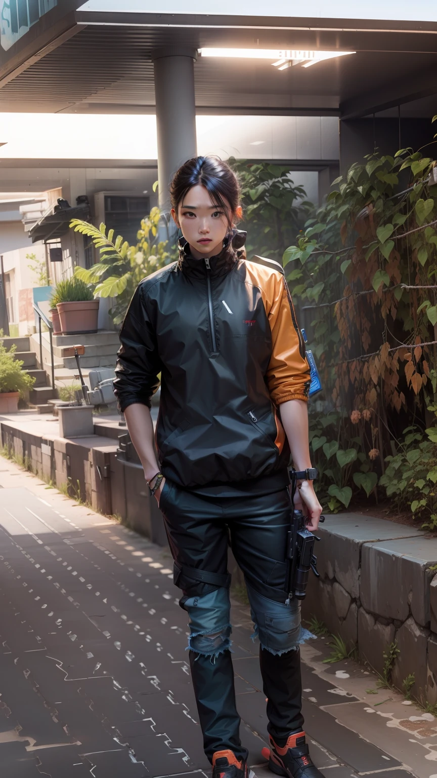 danim jacket with gun