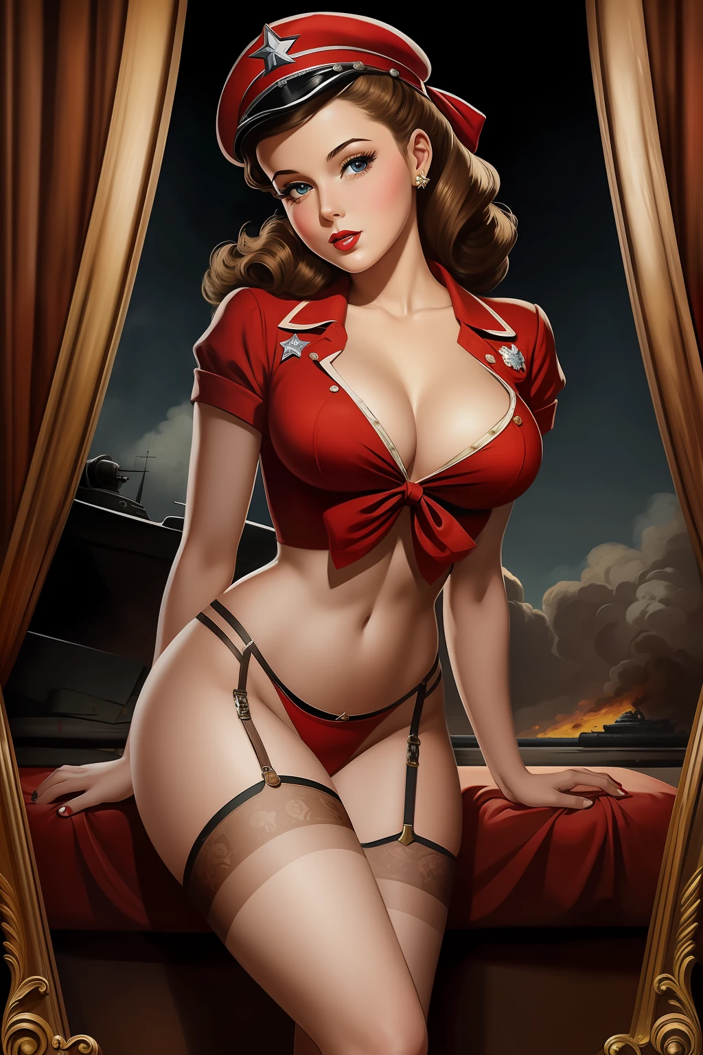 masterpiece, best quality, pin-up girl, ww2