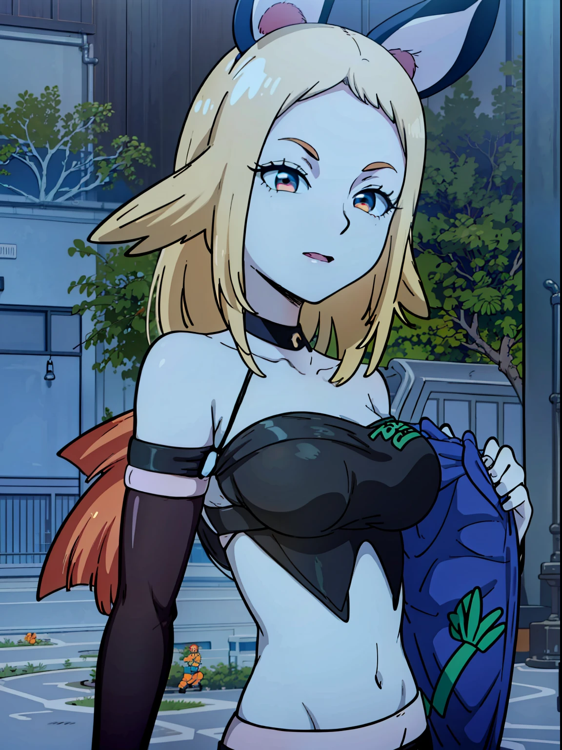 8K, High accuracy, Animated, married woman, Beautiful, a small face, Beautiful, Bright, Eye Highlights, Sexy, Erotic, beautiful line art.
light blue skin, Ears orange fin, Bunny Girl, Bunny suit,Female characters of Akira Toriyama