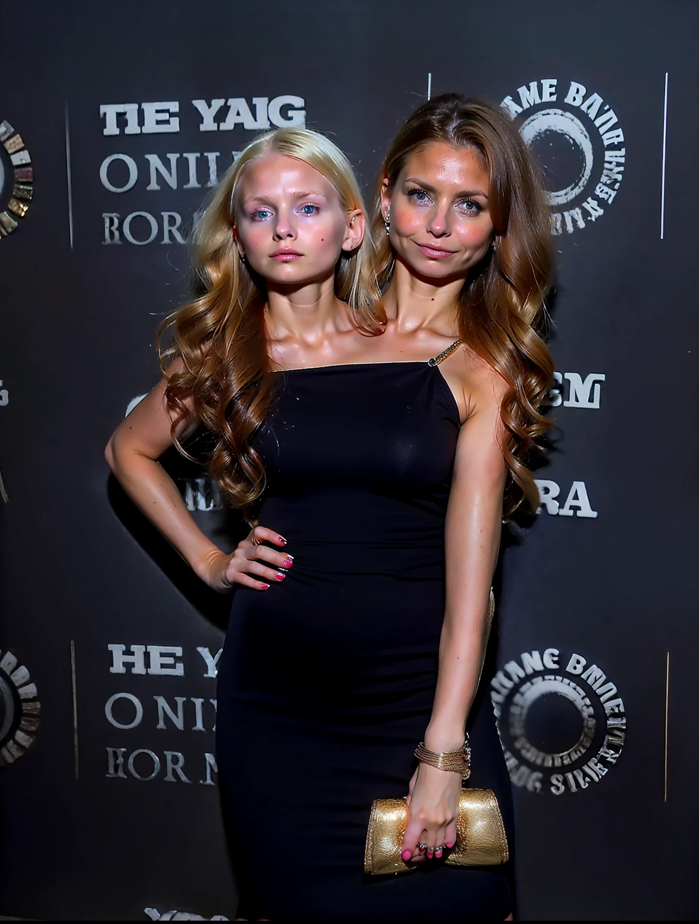 2heads, two headed girl, (mom and daughter:1.5), (young :1.5), (female:1.5), (blonde:1.5), (two heads attached to one body:1.4), conjoined twins, heads side by side, one body, young, uncomfortable, barefoot