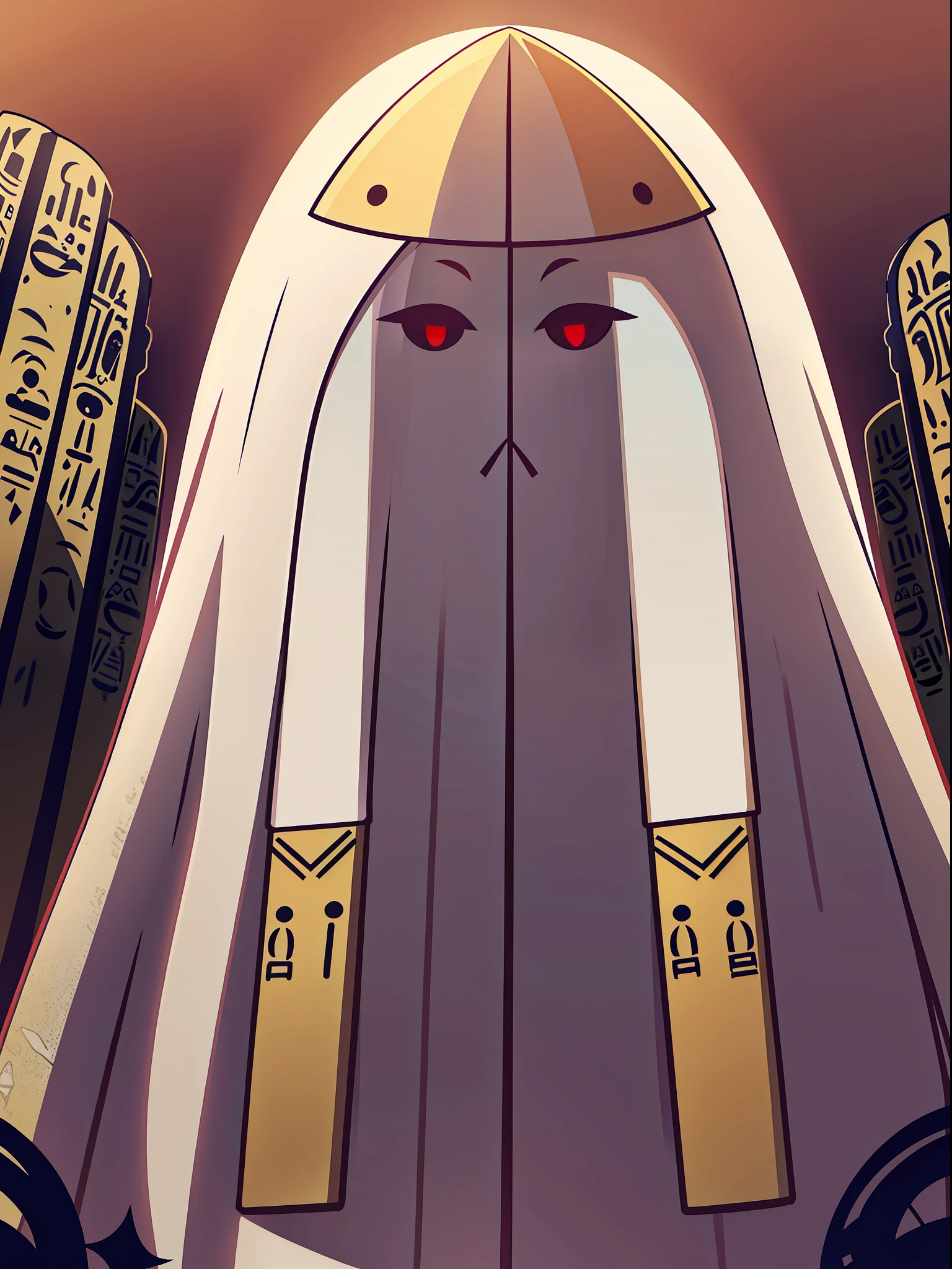 Ancient Egyptian City, Medjed is The god of Egyptian mythology, he is covered all over with a white cloth-like covering. Mysterious eyes glare at the plagues that strike the city. Gigantic Scale, Gigantic God,