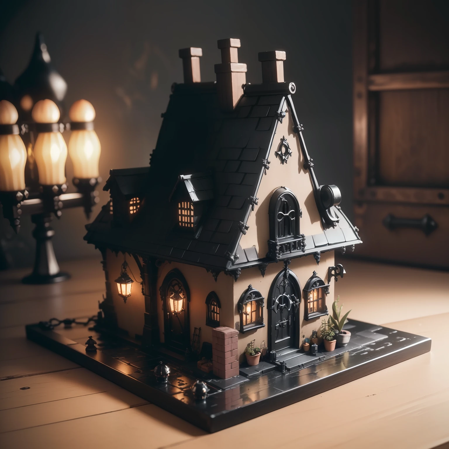 mini\(ttp\), (8k, RAW photo, best quality, masterpiece:1.4),(gothicpunk:1.5),Lots of connecting pipes,(gothicpunk:1.5),(gothicpunk light:1.2),on desk,in a miniature box,isometric, miniature, landscape on foundation