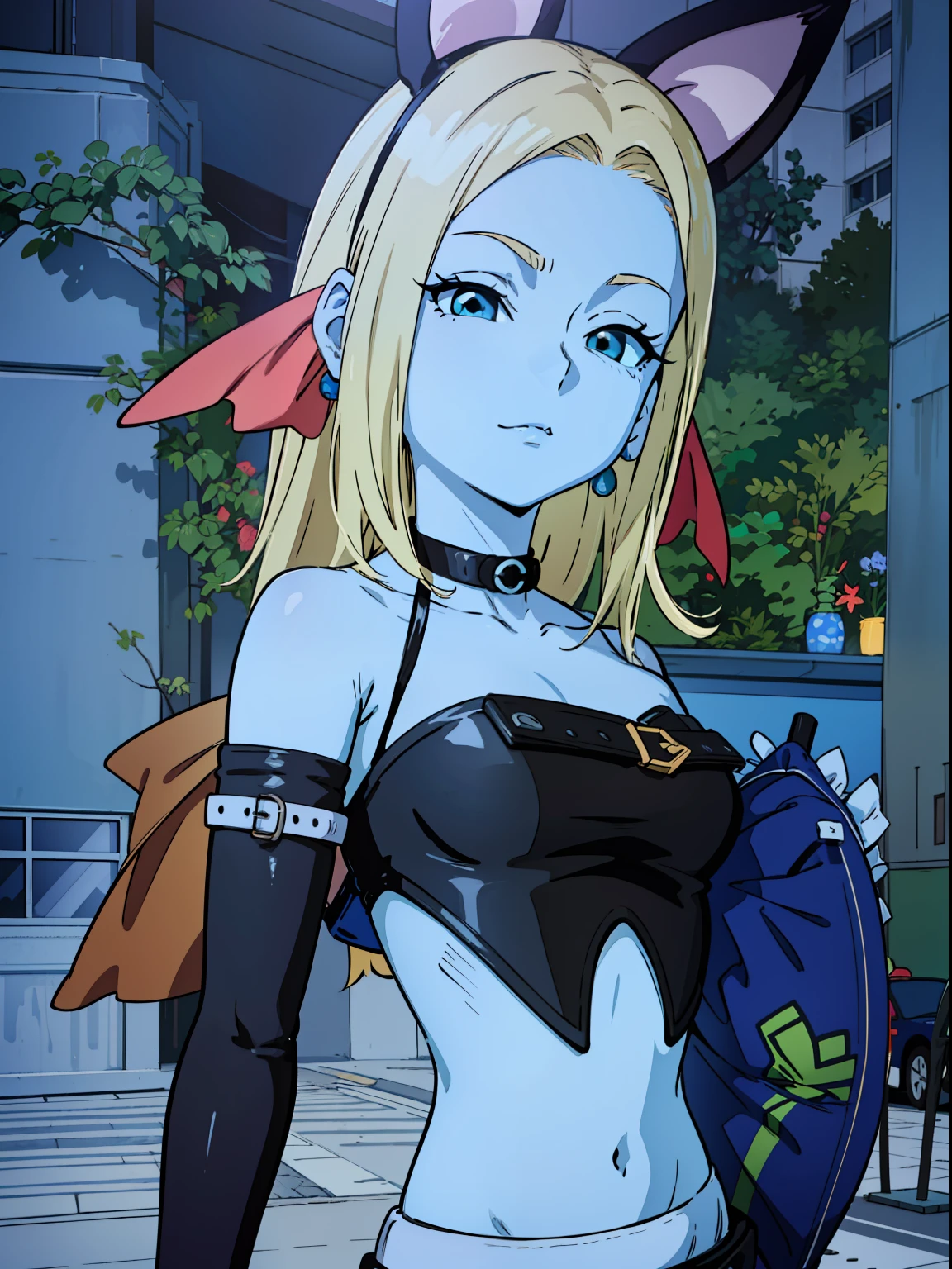 8K, High accuracy, Animated, married woman, Beautiful, a small face, Beautiful, Bright, Eye Highlights, Sexy, Erotic, beautiful line art.
light blue skin, Ears orange fin, Bunny Girl, Bunny suit,Female characters of Akira Toriyama、gals