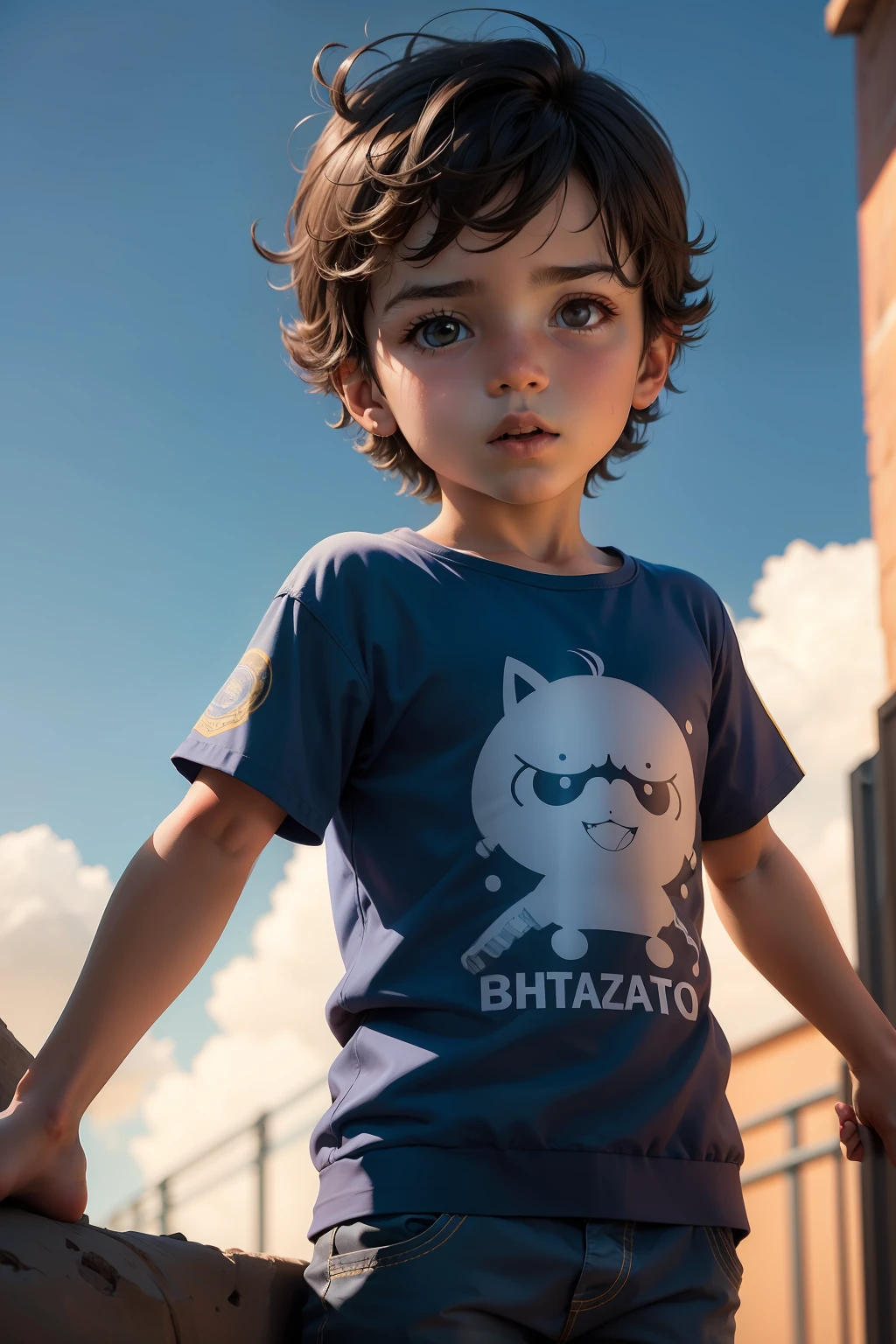 personagem infantil, pequeno, (garoto), ultrarealista