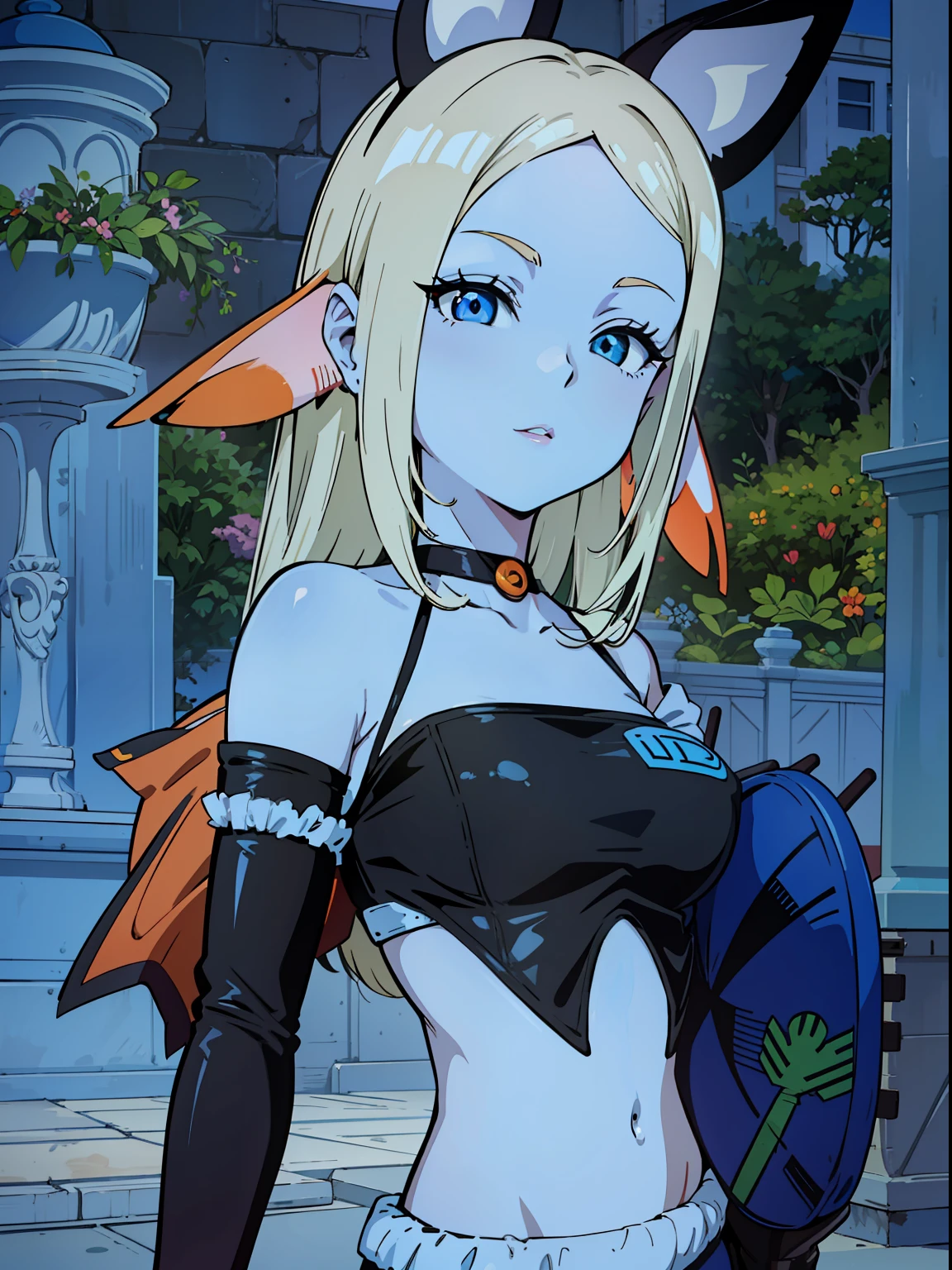 8K, High accuracy, Animated, married woman, Beautiful, a small face, Beautiful, Bright, Eye Highlights, Sexy, Erotic, beautiful line art.
light blue skin, Ears orange fin, Bunny Girl, Bunny suit,Female characters of Akira Toriyama、gals