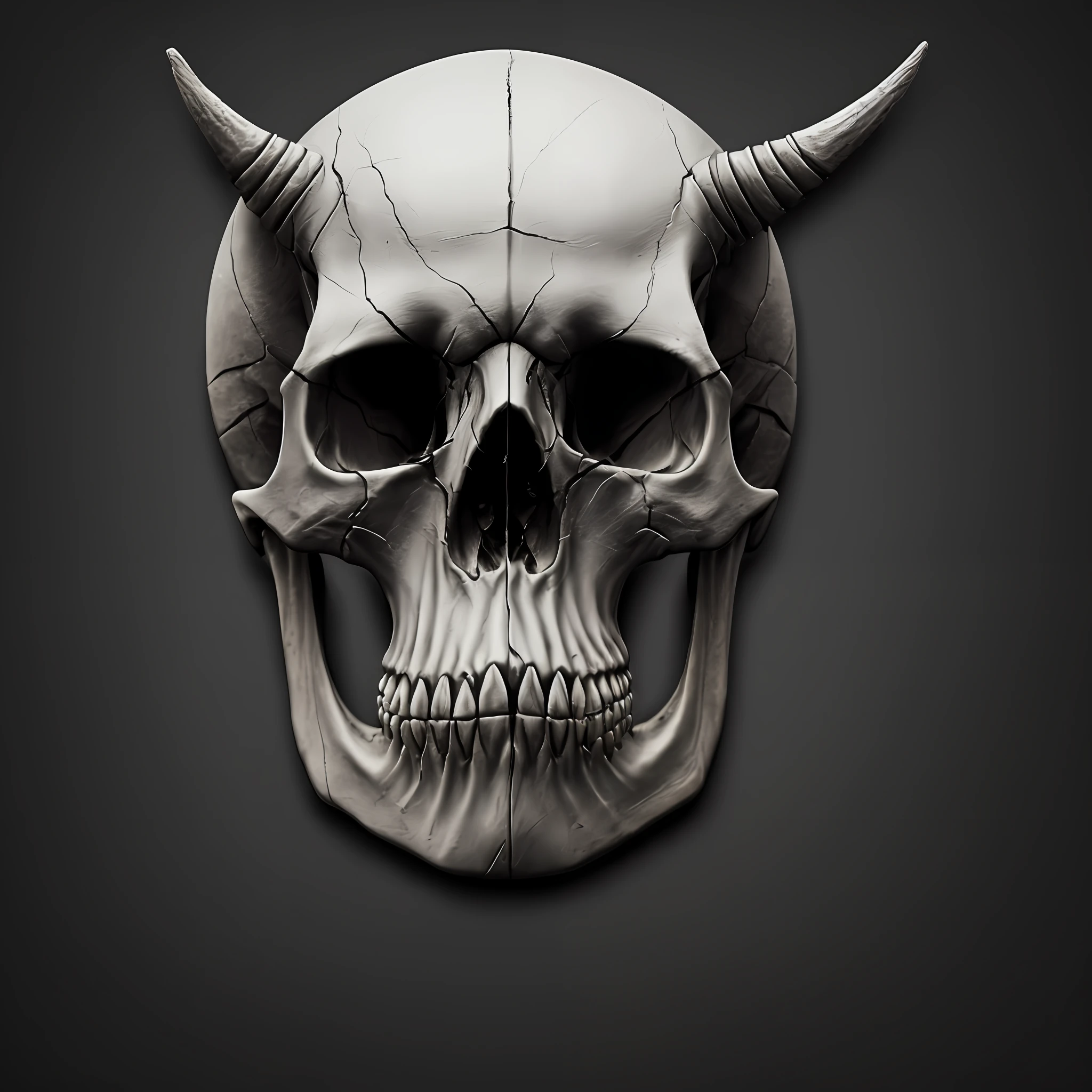 Realistic demonic skull on an all-black background