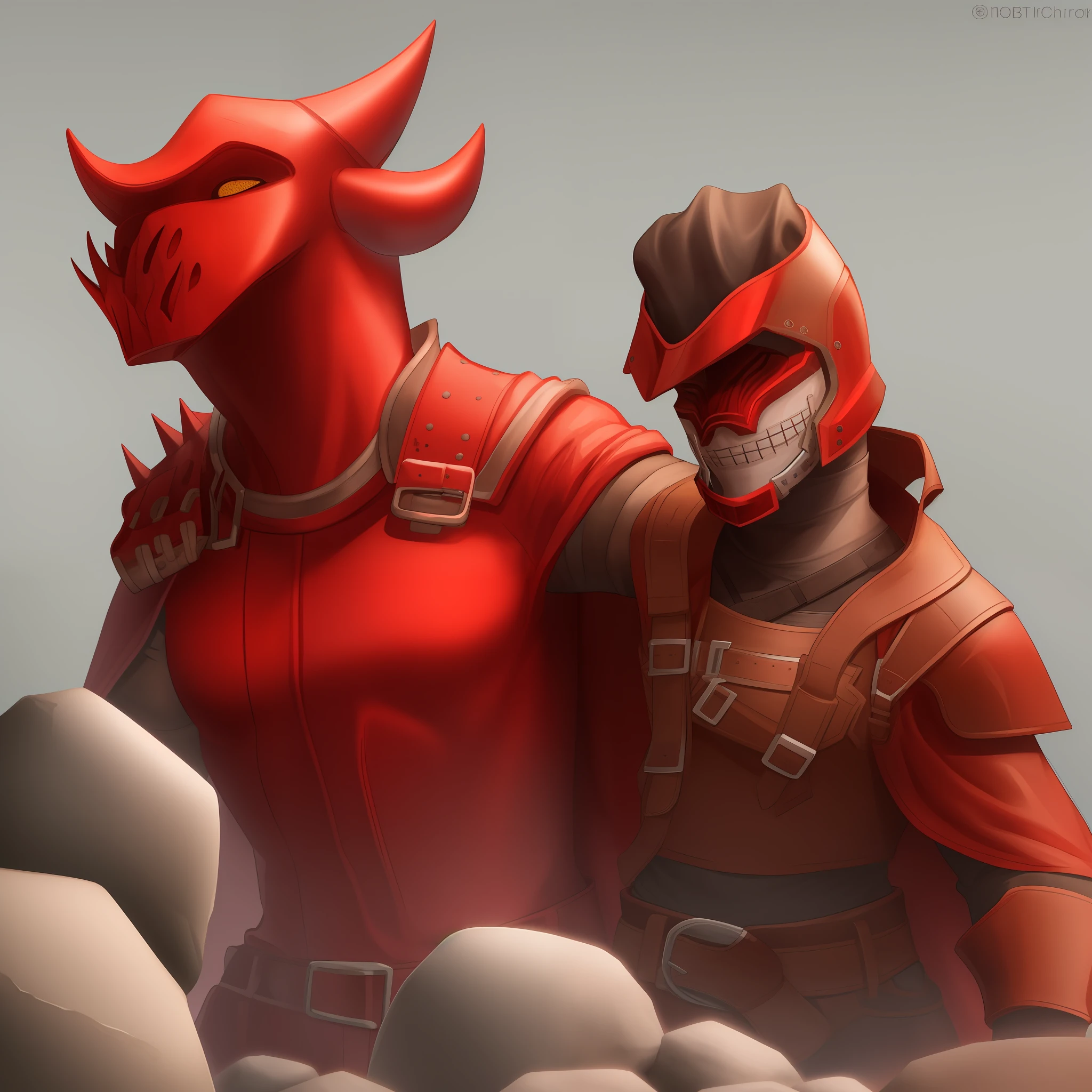 Red Dragonborn wearing a cape holding some rocks