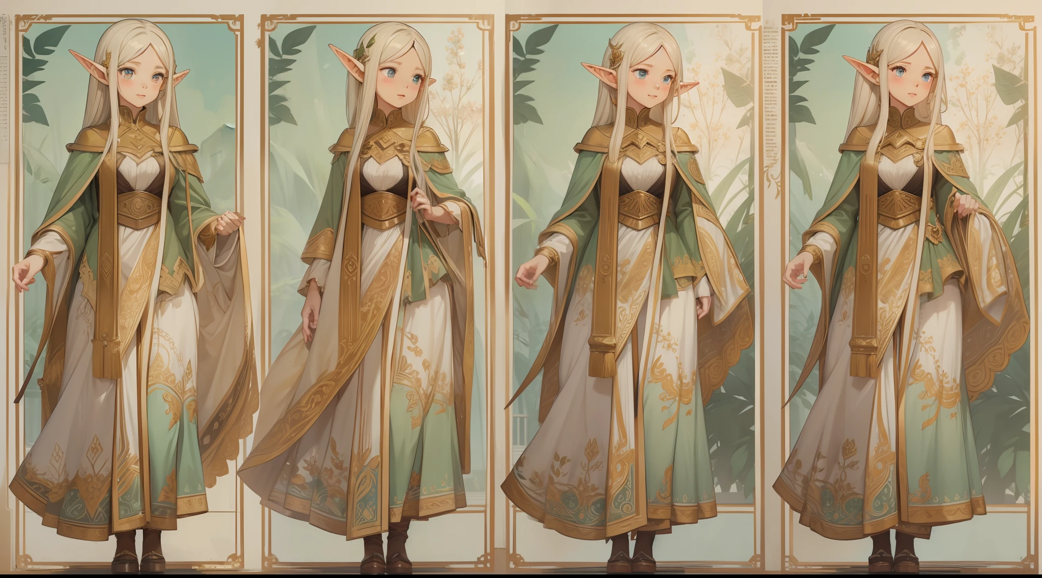 The daily life of an elven girl is depicted in a long shot, Her cute features stand out in the crowd.