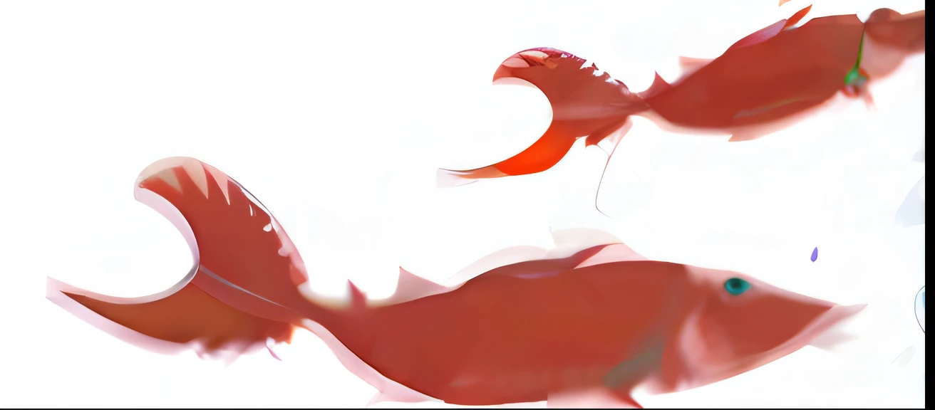 There are two fish swimming in the water, uncompressed png, tail slightly wavy, subreddit / r / whale, stylized silhouette, high-quality photo, drawn image, stylised fox - like appearance, very grainy image, fish in the background, grainy photo, The shadow of the beard, zoomed out very far, Fish, low quality photo