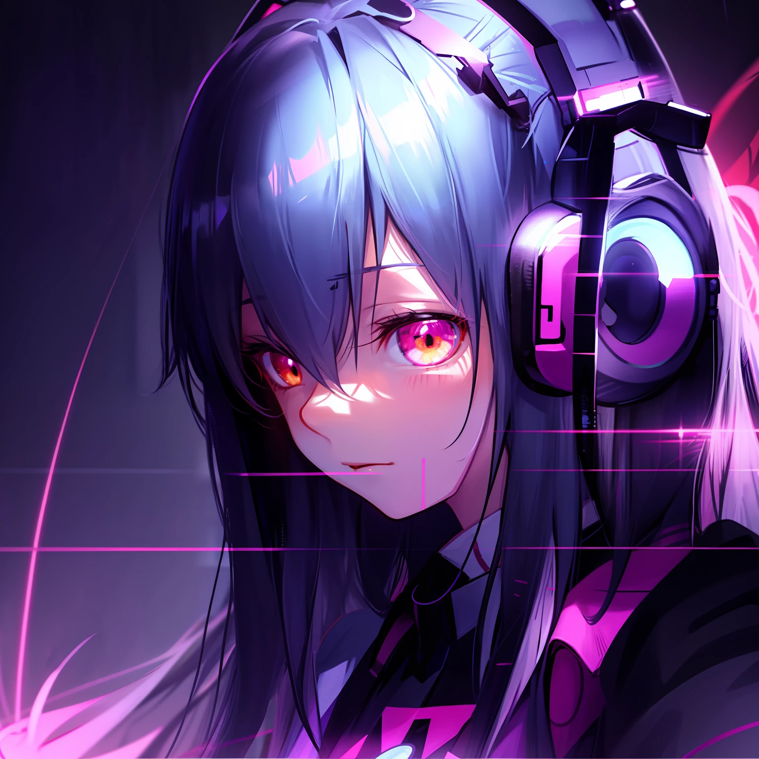 Anime girl wearing headphones，There are skulls on the face, nightcore, Guviz, Guviz-style artwork, Anime style. 8K, style of anime4 K, mikudayo, Soft anime illustration, author：Shitao, made with anime painter studio, Smooth anime CG art, anime moe art style, animeaesthetic, with headphone