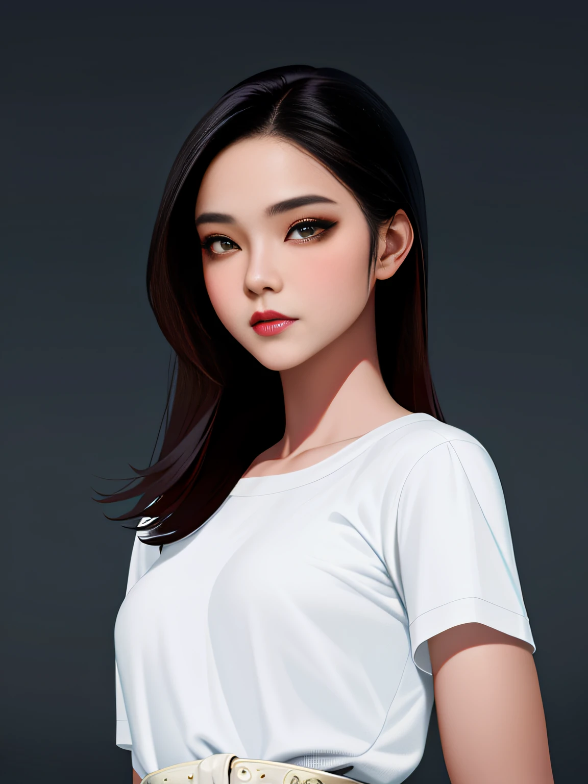 Two-dimensional style,Anime comic style,2D,planar,Arafeld Asian woman in white shirt and yellow belt poses for a photo, Gorgeous young Korean woman, Beautiful young Korean woman, beautiful Korean women, portrait of female korean idol, Korean woman, Korean girl, Korean symmetrical face, young lovely Korean faces, Choi Hyun-hwa, yanjun cheng, female actress from korea, Lee Ji-eun