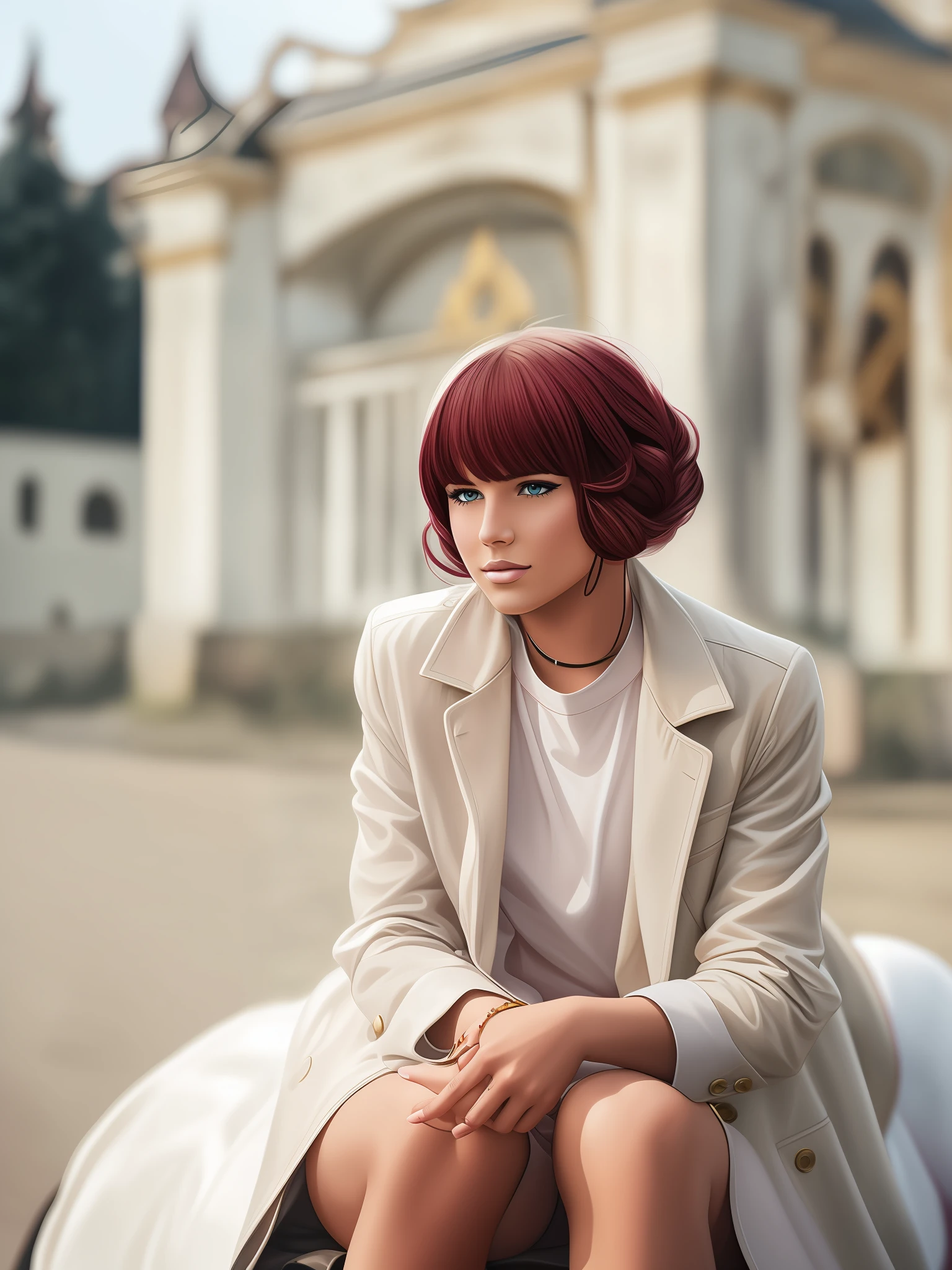 Draw a blonde with long hair, Burgundy parade ground, Redraw Face