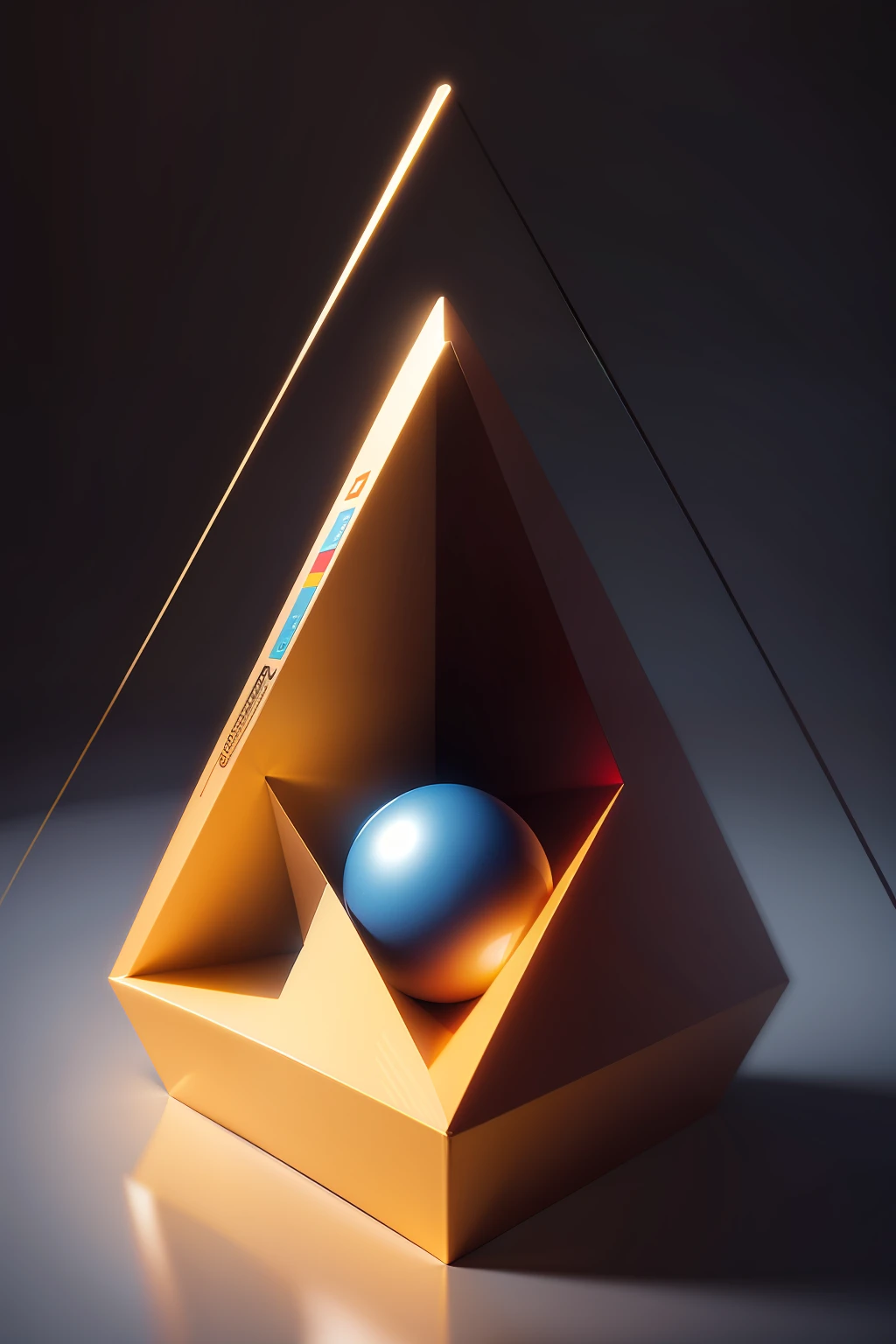 Design a logo consisting of three-dimensional triangles and spheres