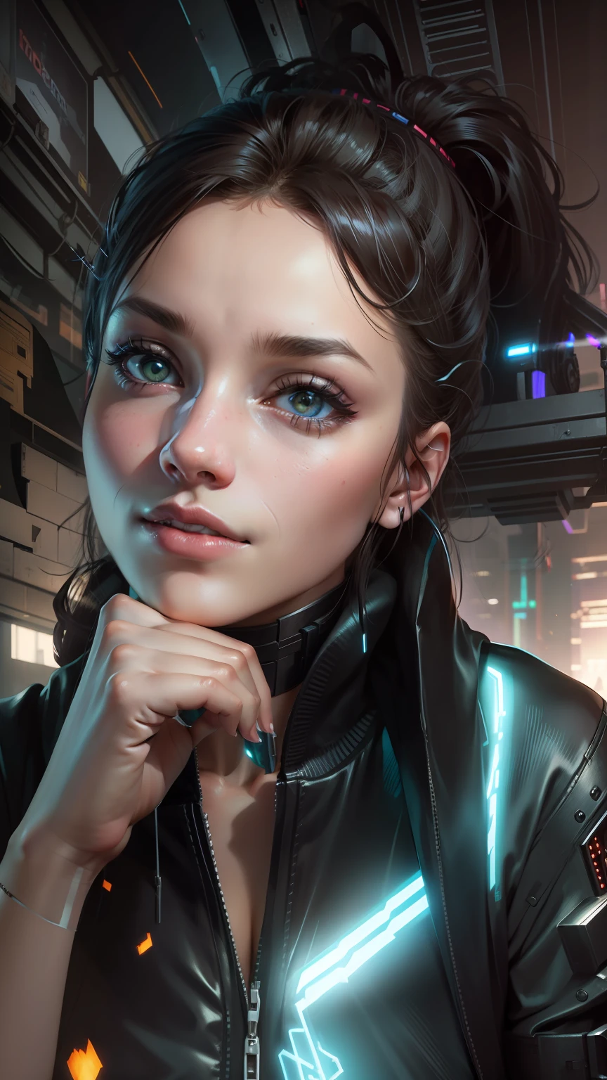 Cyberpunk beautiful girl ultra realistic with cat