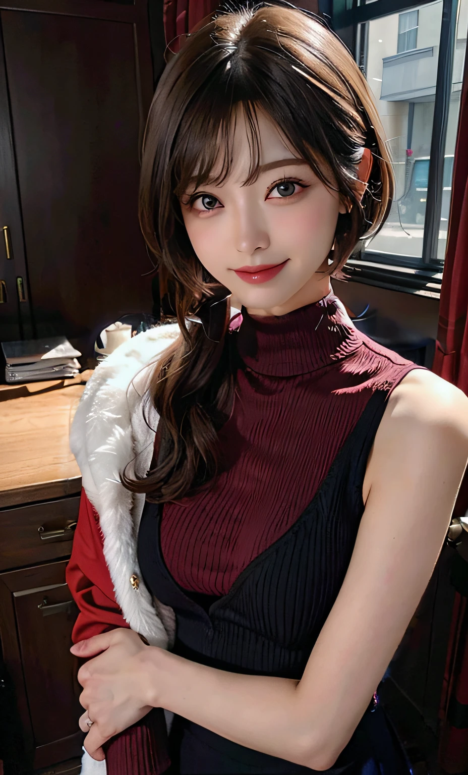 Red turtleneck