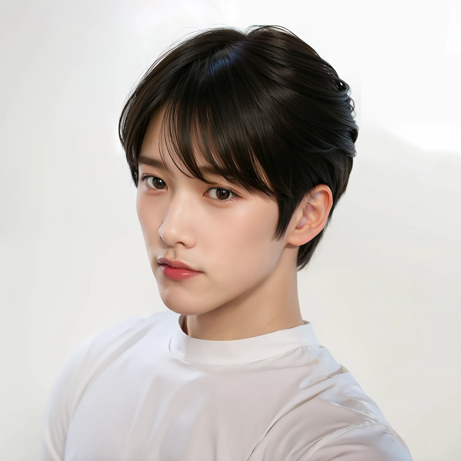 1 boy, handsome face, black hair