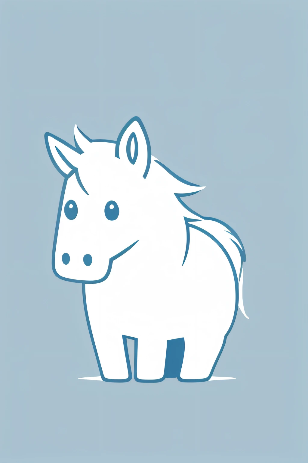 Circular design、Handwriting style、hight resolution、2D line art logo, horse、Pale blue background、Minimalistic and simple logo、Smooth vector illustration、monochrome,Mascot character