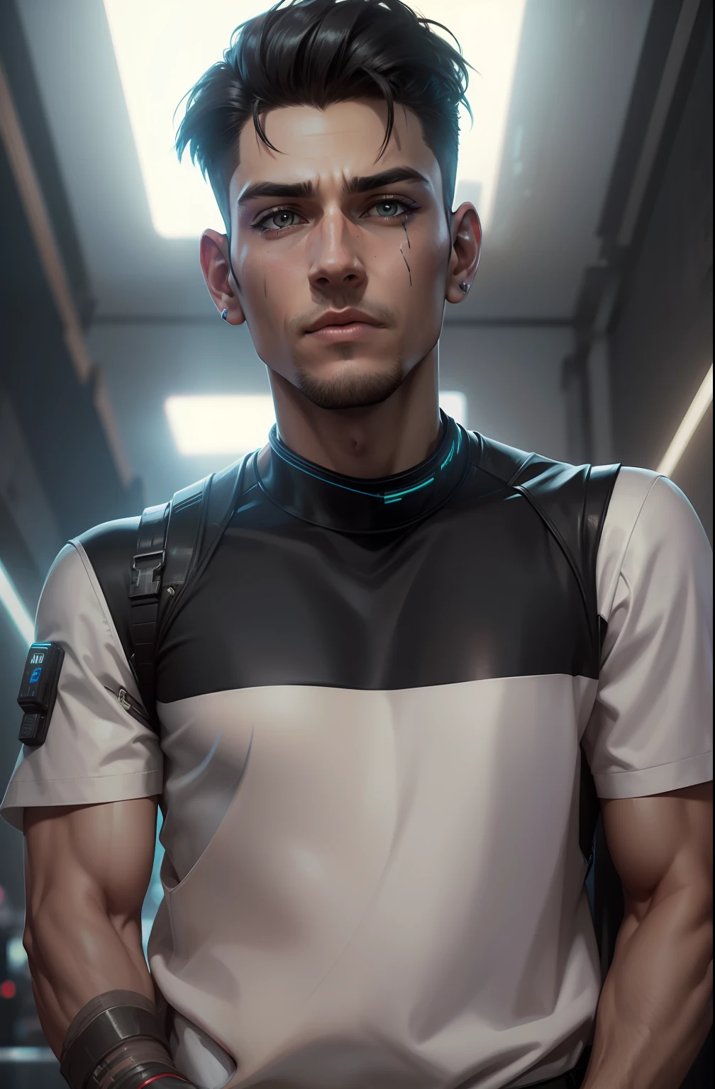 Change background cyberpunk handsome boy, realistic face, 8k, ultra realistic