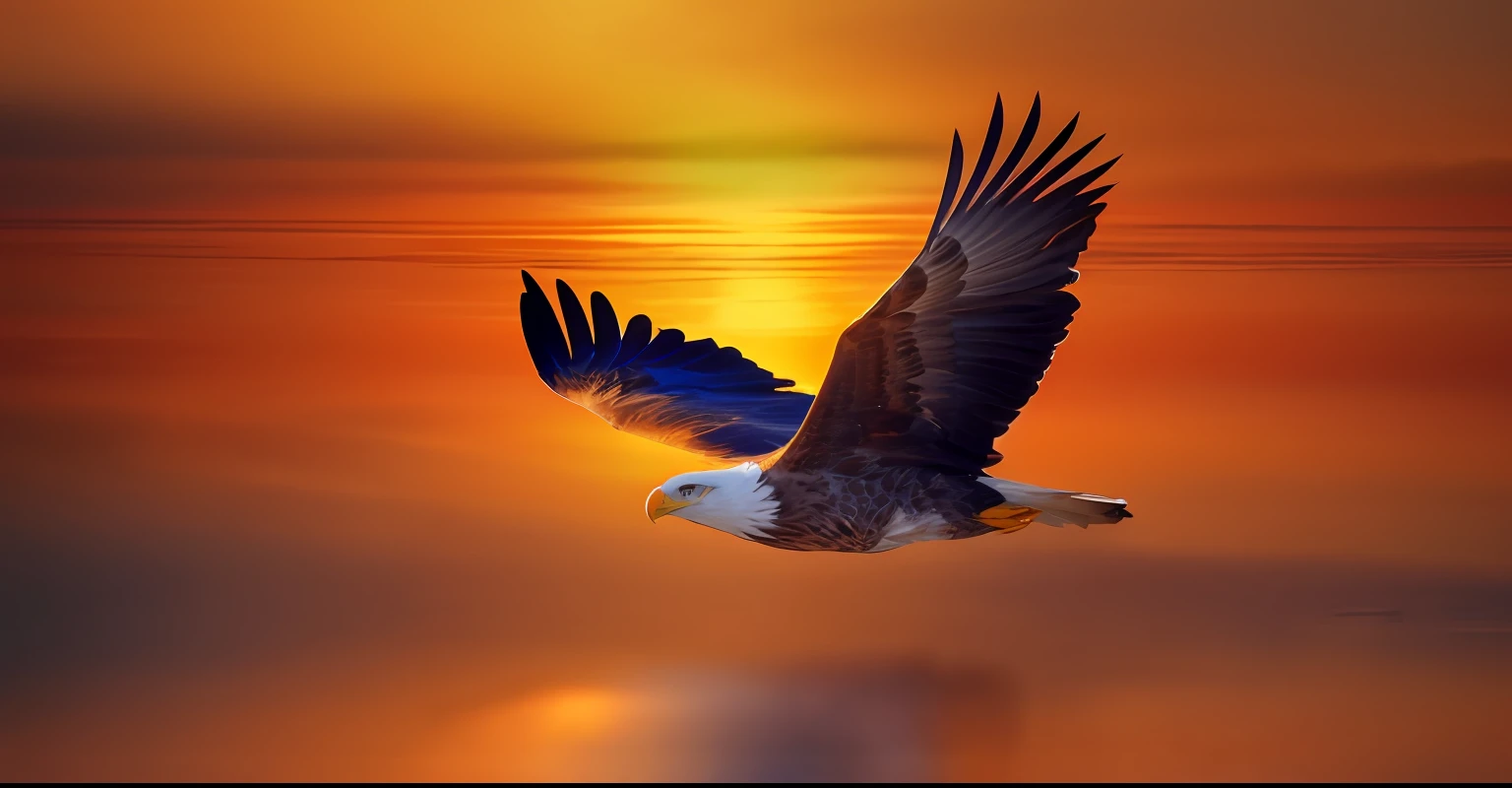 Araffe flying over the water at sunset with his wings spread, an eagle flying, aquila, flying through the sky, bald eagle, an eagle, eagle wings, eagles, bela foto, flying through sunset, papel de parede hd, Papel de parede - 1 0 2 4, flying around the bird, fundo do papel de parede, foto muito bonita, Natureza Bonita, 2 0 2 2 foto