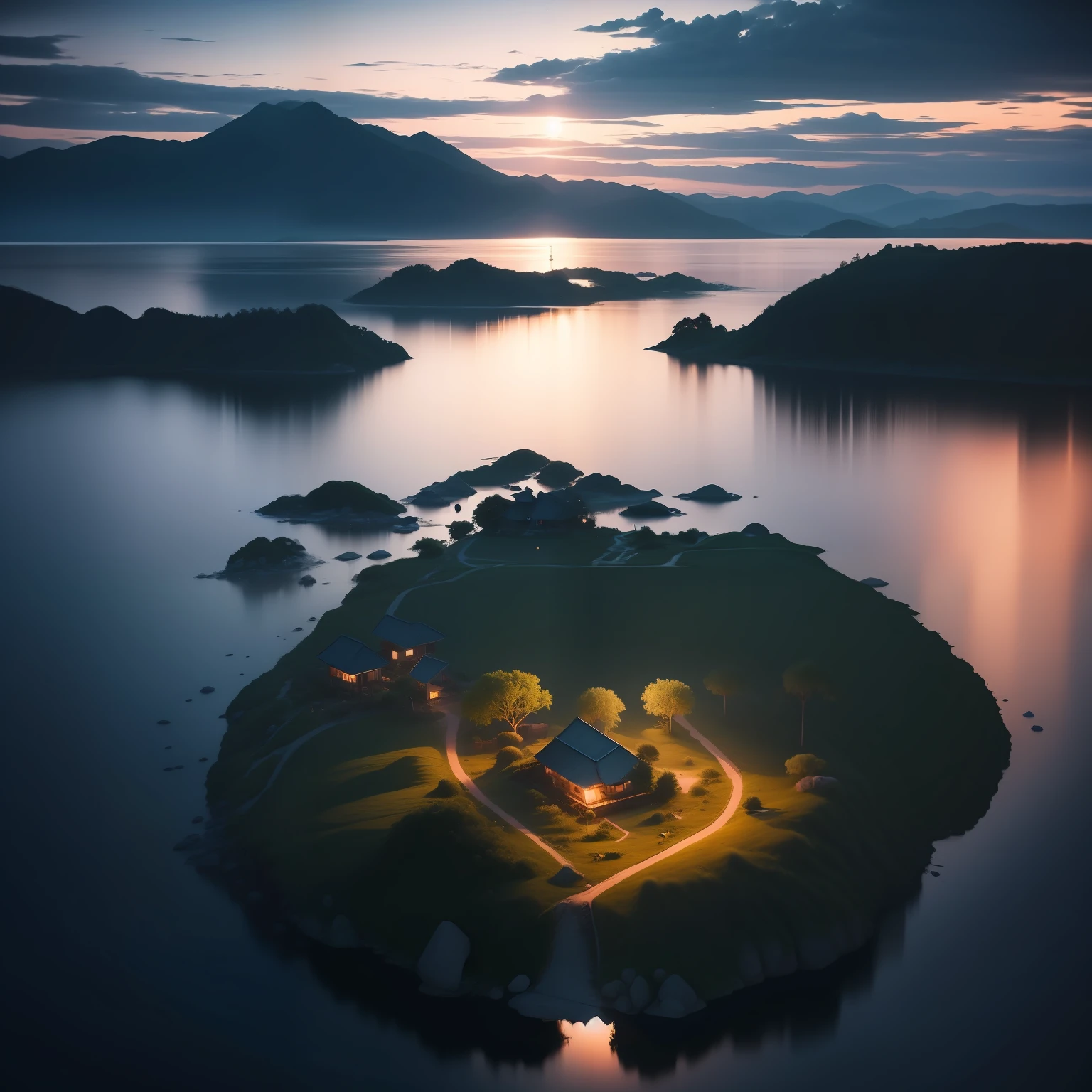 An island at dusk