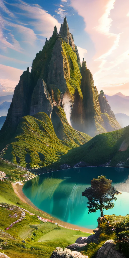 masterpiece, best quality, high quality, extremely detailed CG unity 8k wallpaper, scenery, outdoors, sky, cloud, day, no humans, mountain, landscape, water, tree, blue sky, waterfall, cliff, nature, lake, river, cloudy sky,award winning photography, Bokeh, Depth of Field, HDR, bloom, Chromatic Aberration ,Photorealistic,extremely detailed, trending on artstation, trending on CGsociety, Intricate, High Detail, dramatic, art by midjourney