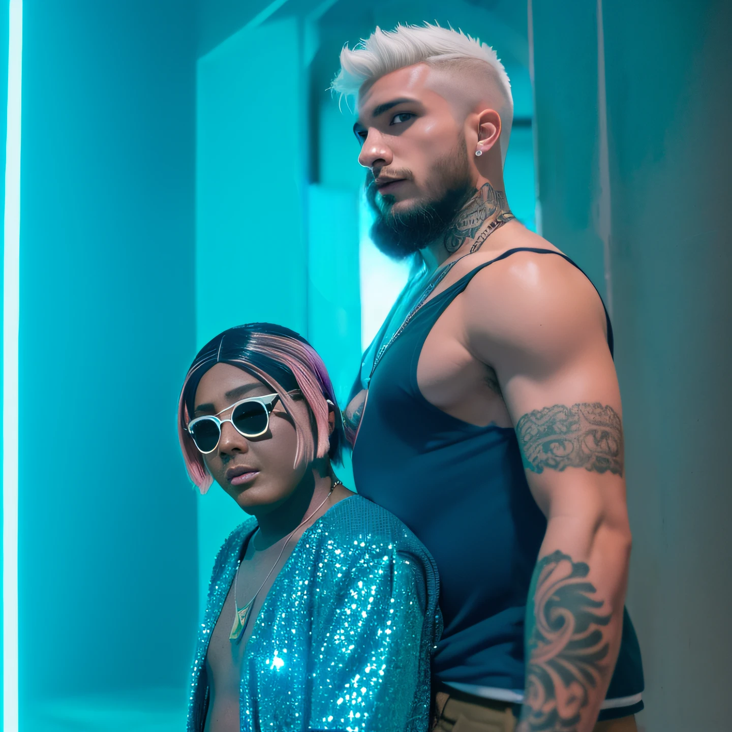 Homem branco loiro. Cabelo Raspado dos lados. Rock Cabelo. Cabelo moicano. Tatto. Pelos vermelhos. Olhos azuis. pale white skin. cabelo colorido. rainbow hair. MASCULINO.