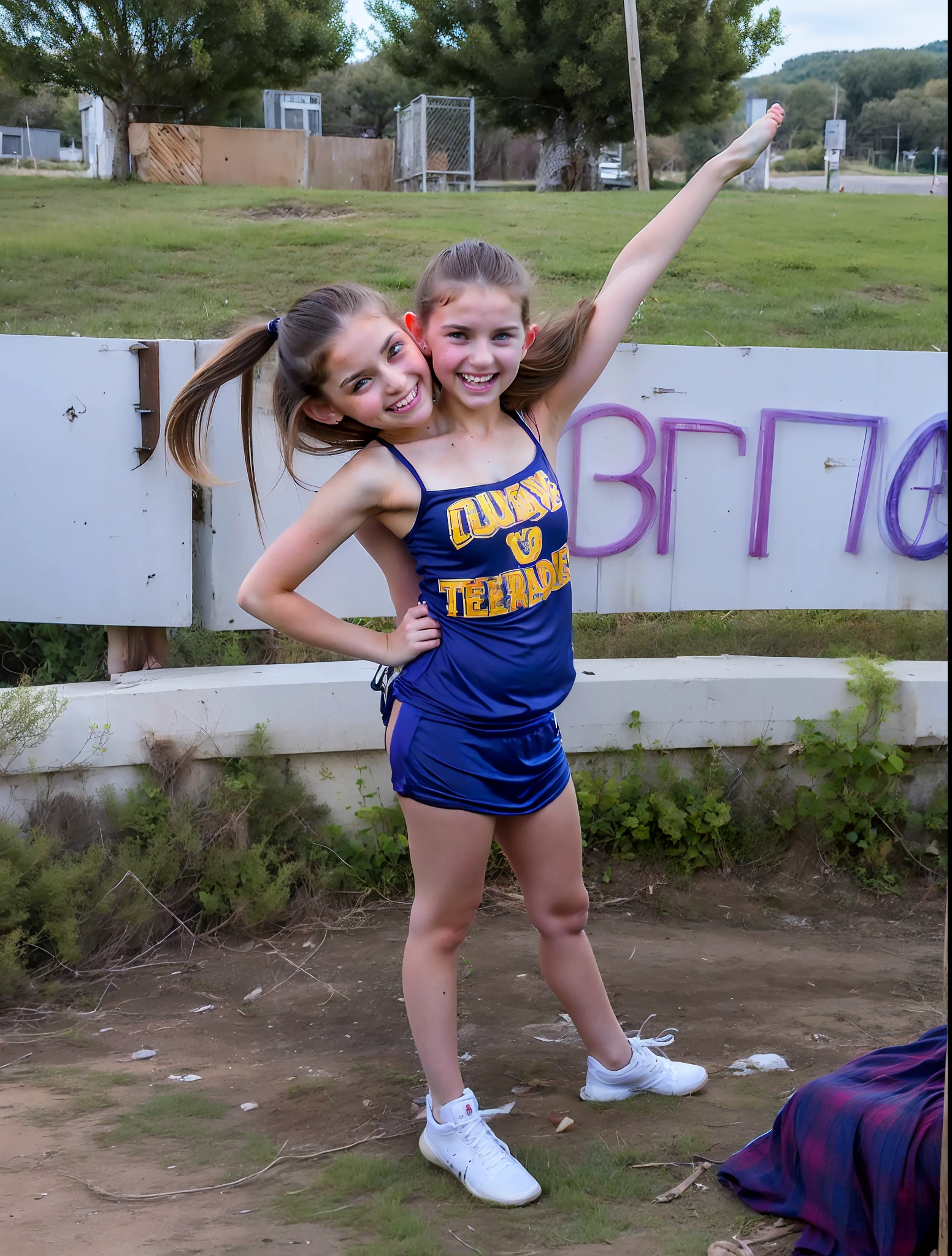 2heads, (two headed girl:1.5), (:1.5), (female:1.5), (two heads attached to one body:1.4), conjoined twins, heads side by side, one body, young, uncomfortable, barefoot