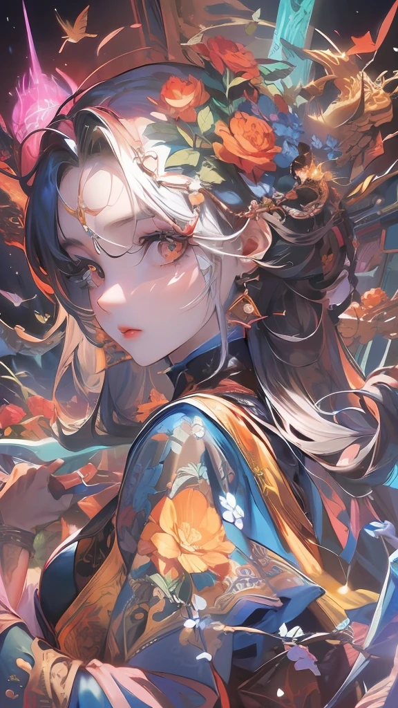 (masterpiece, top quality, best quality, official art, beautiful and aesthetic:1.2), (1girl), extreme detailed,(fractal art:1.3),colorful,highest detailed