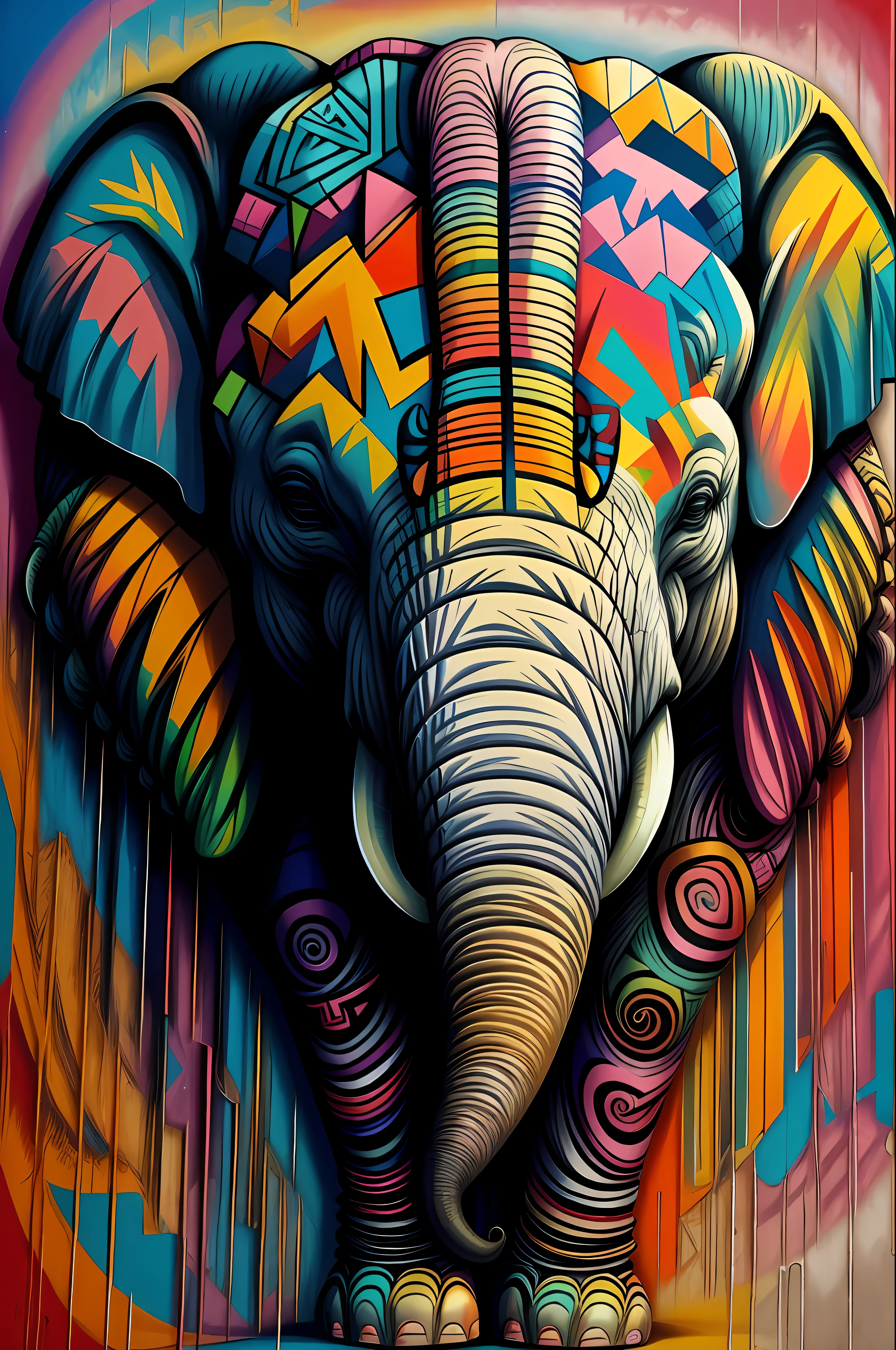 (Elephant), Eduardo Kobra padding ,wall PORTRAIT geometric multidimensional, art, chibi,
yang08k, beautiful, colorful,
masterpieces, top quality, best quality, official art, beautiful and aesthetic,