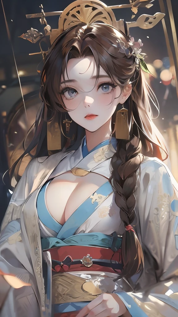 Best quality at best,tmasterpiece,illustratio,an extremely delicate and beautiful,The is very detailed,CG,unity,8k wallpaper,astounding,finely detailled,tmasterpiece,Best quality at best,offcial art,Very detailed CG unity 8k wallpaper,absurderes,Incredibly Ridiculous res,hugefilesize,ultra - detailed,A high resolution,The is very detailed,Beautiful detailed girl,very detailed eyes and faces,beatiful detailed eyes,light in face,(Hanfu:1.1),1girll,full bodyesbian,full bodyesbian,shot of,,tmasterpiece,1girll,独奏,brunette color hair,white dresses,,white thighhig,lake,dampness