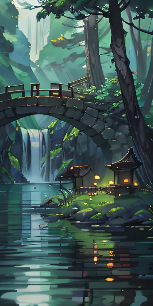 Chinese ancient times, spring, jungle, lake, cave, waterfall, tree, meadow, rock, deer, hot spring, water vapor, (illustration: 1.0), epic composition, realistic lighting, HD details, masterpiece, best quality, (very detailed CG unified 8k wallpaper)