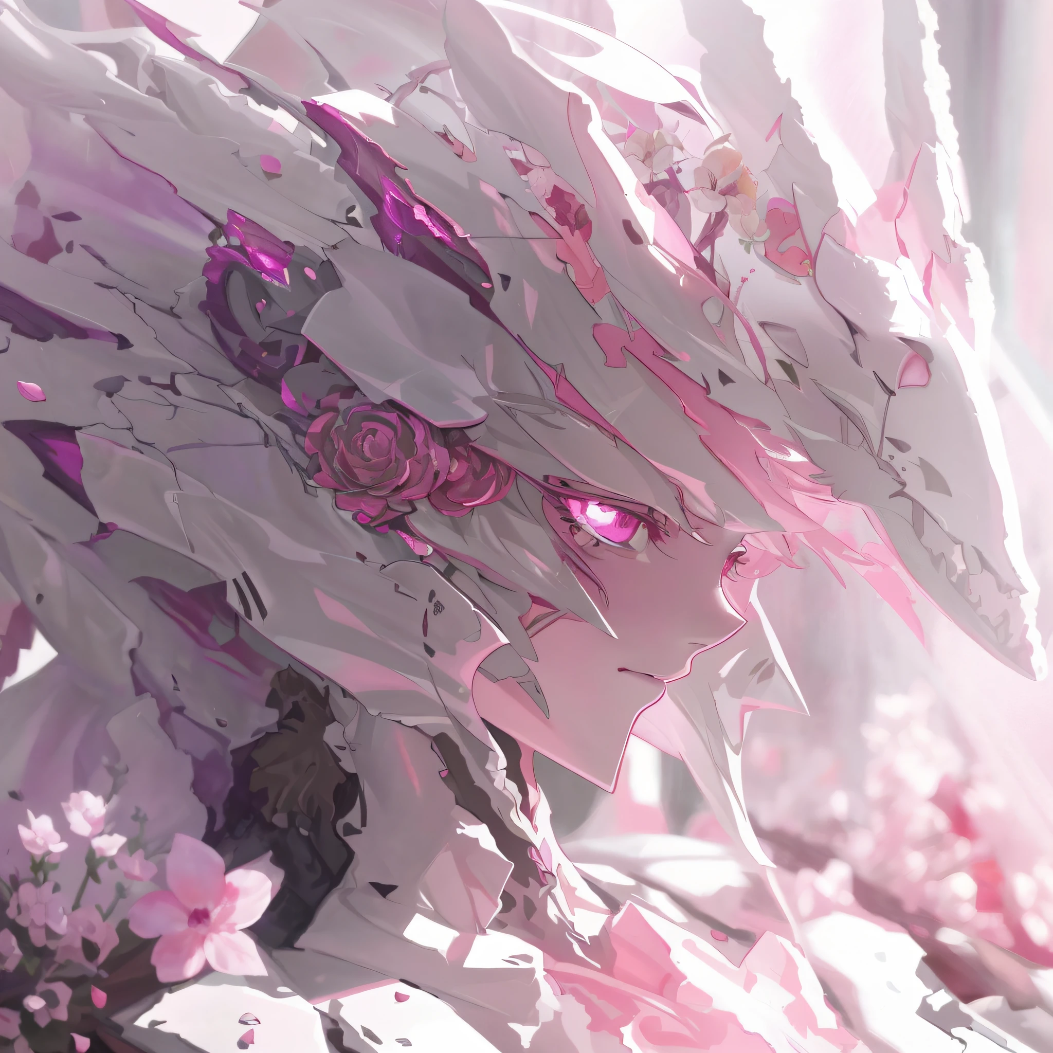 There is a picture of a pink and white flower arrangement, Detailed digital anime art, 4k highly detailed digital art, 8K high quality detailed art, 4K detailed digital art, low details. Digital painting, high detailed official artwork, detailed anime art, Anime art wallpaper 4 K, Anime art wallpaper 4k, Beautiful digital artwork, overdetailed digital art