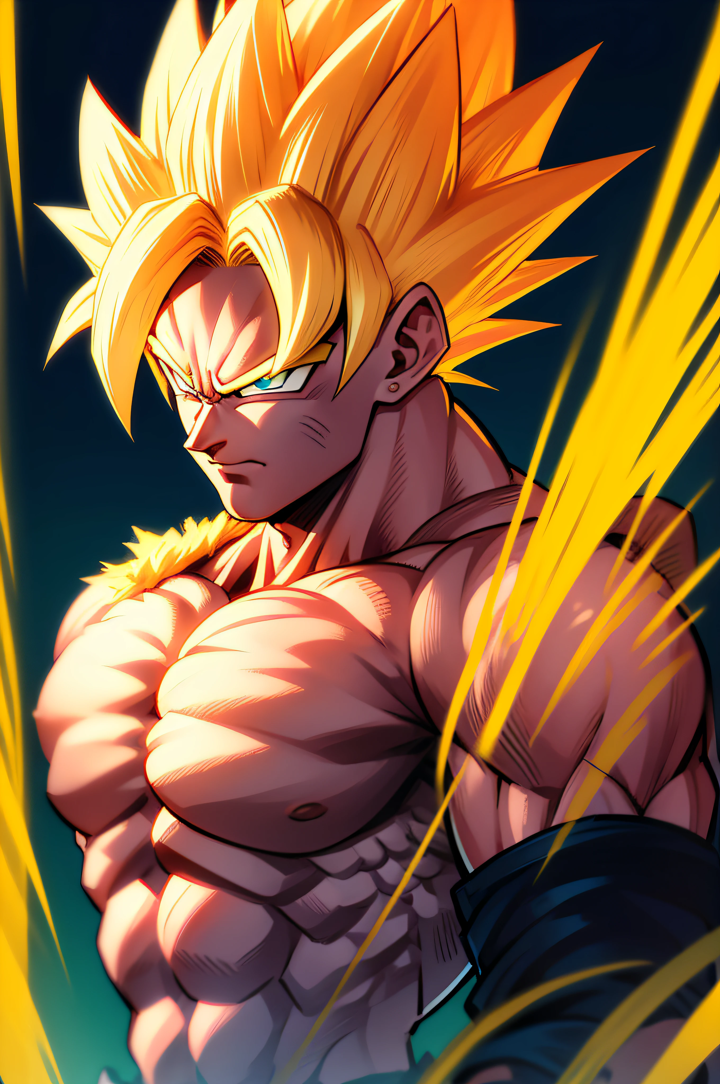 Goku Dragon Ball Punk Blond Super Saiyan Eyes Detailed Furious Planet Namek Centered Super Strong Detailed Muscles Gorgeous Vibrant