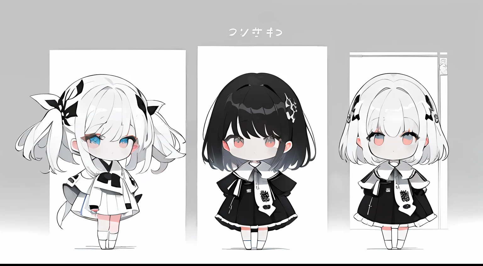 Subject、twinsies、monochrome color,closing eye, grayscales、masterpiece、top-quality、Top image quality、Hanging eyes、kawaii、校服、the wind、Chibi