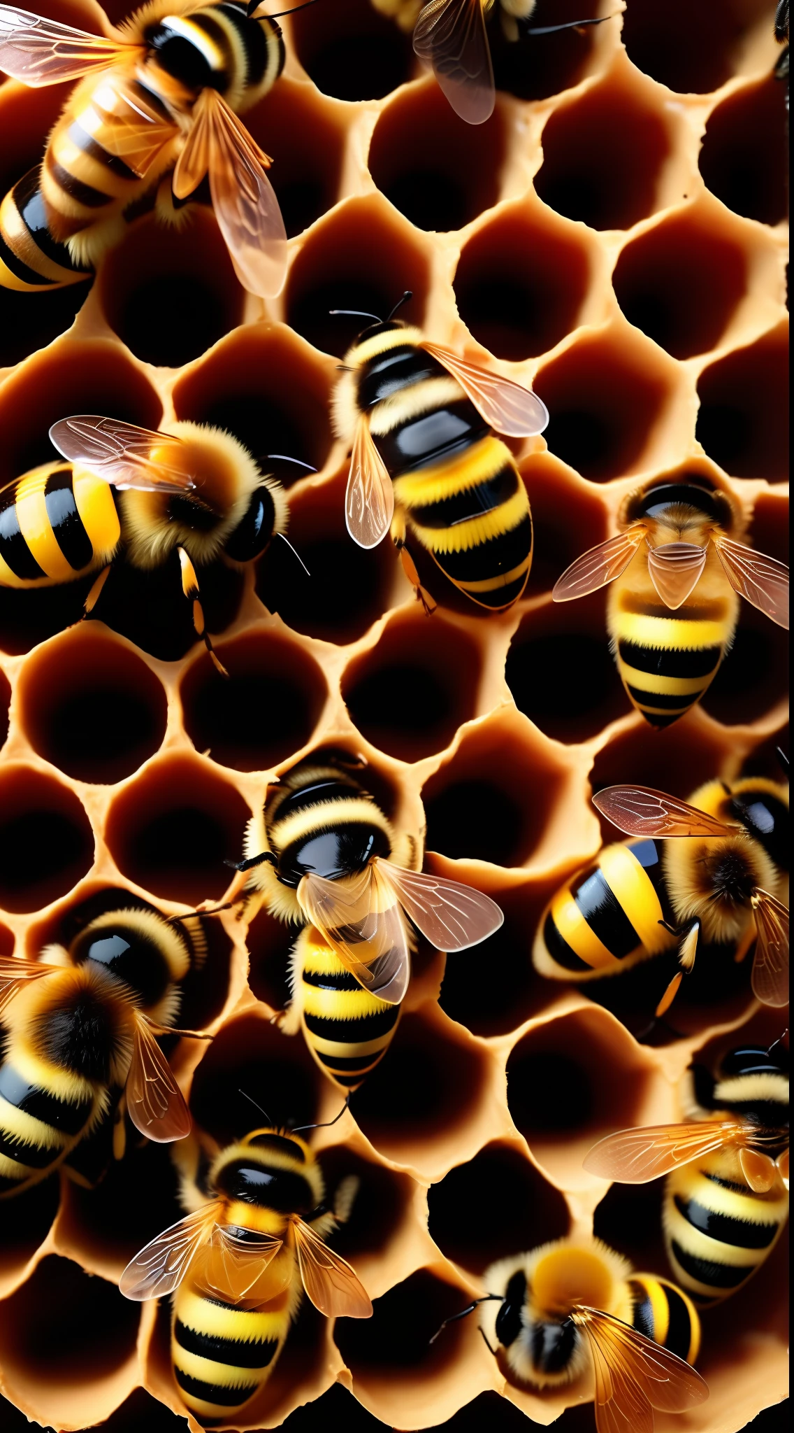 Images of bees in a hive
