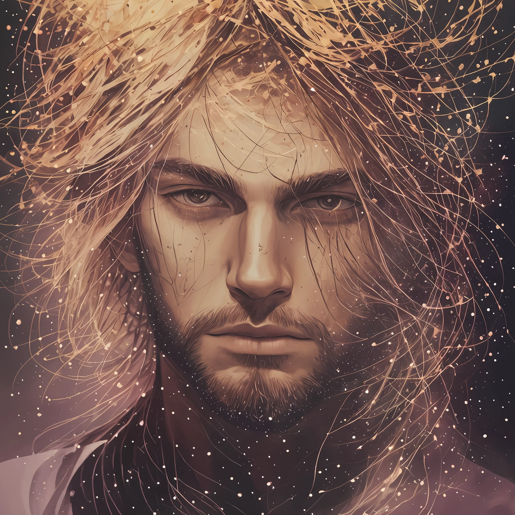 Agnes Cecile's man, luminous design, pastel colors, ink drops, autumn lights