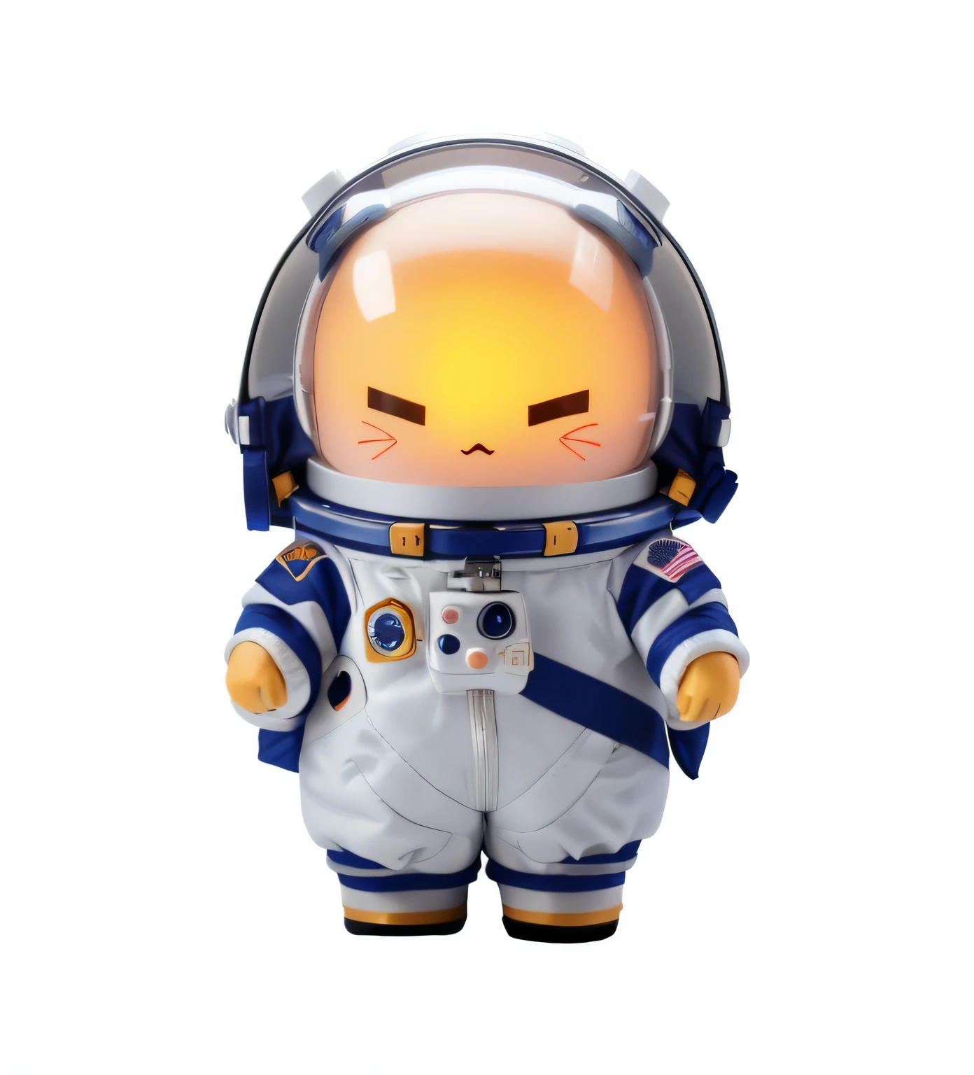 There is a little astronaut toy with a light on, little astronaut looking up, spaceman standing looking, wears tiny spacesuit, wearing astronaut outfit, wearing spacesuit, small astronauts, cute astronaut sticker art, astronaut standing looking, An astronaut, Astronaut, clothed in space suit, Spacesuit, wearing spacesuit, wearing spacesuit