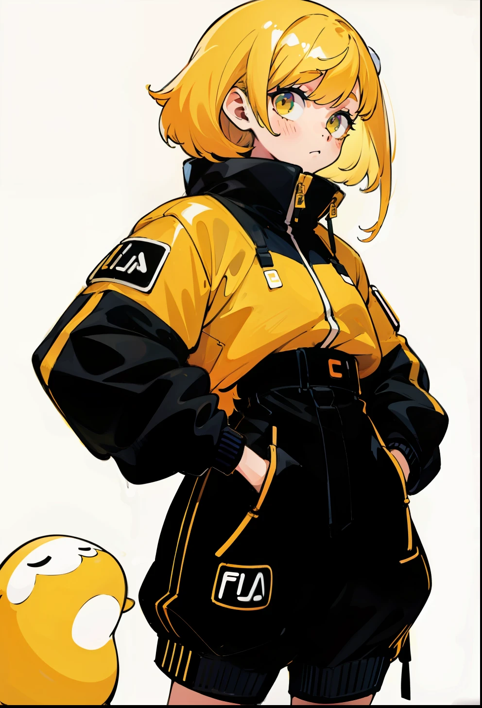 Yellowhair, 1Girl, Fila Clothing, Bright colors
