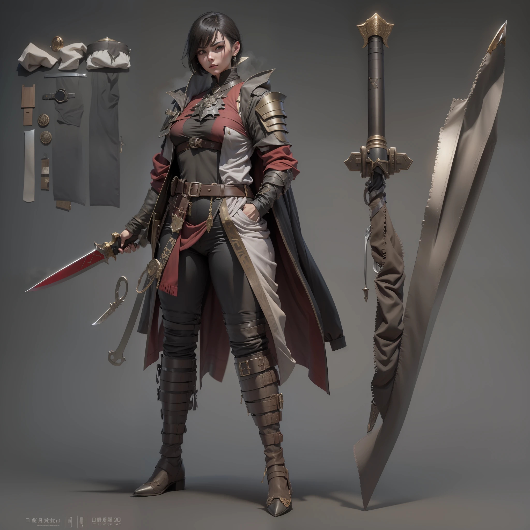 3 d model，New coffee products， arma， The sword， halter， Weapons of the future， 32K, Linen cloak, Top quality, Masterpiece:Faust，,1 child， short detailed hair， thin fog， On your stomach， （tmasterpiece，k hd，hyper HD，16k）,clutching a sword， buliding， Reflectors， bloods， Eastern Asia， Weapon focus， Skysky， brunette color hair， knifes， shorter pants， fumo，  Mist， The clothes ar， bandagens， sword sheath， Masks， 独奏
