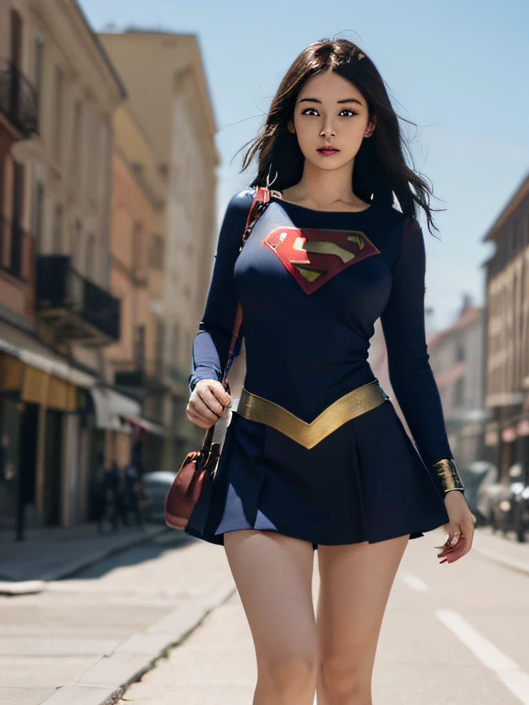 half length,1girl,(perfect bodies,Tall and slim),独奏,standing on your feet,(exteriors:1),Skysky,Focus on the face,Beautiful face,Detailed and delicate young face,Supergirl,(Superman Girls suit:1.5),Dresses,(huge tit,huge tit,huge tit:1.3),thigh gap,Camel toes realistic style,Vivid pictures,tmasterpiece,(best qualtiy:1.2),hyper-detailing,realisticlying,k hd,high qulity,cinematric light,Ray traching,超高分辨率,UHD,(realisticlying:1.5),Complicated details,detailed textures,finely detailled,High quality shadows
