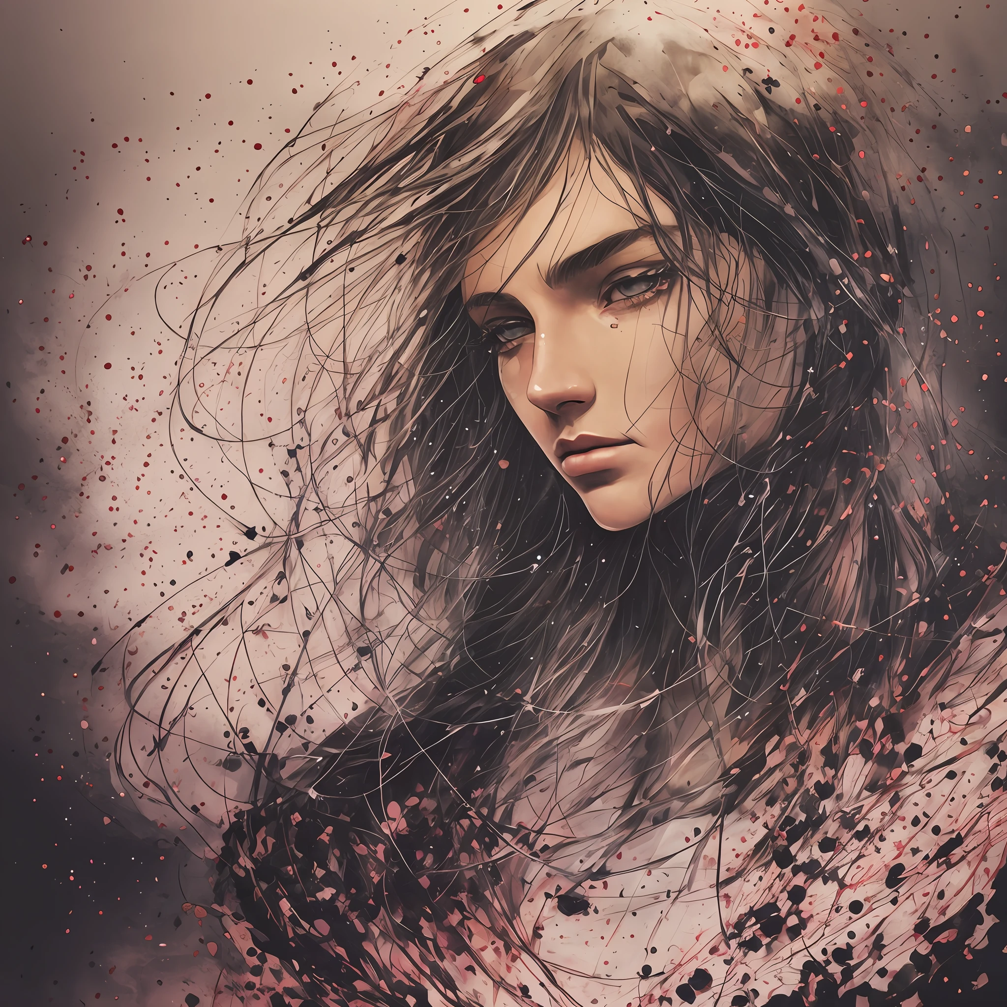 Agnes Cecile's man, luminous design, pastel colors, ink drops, autumn lights
