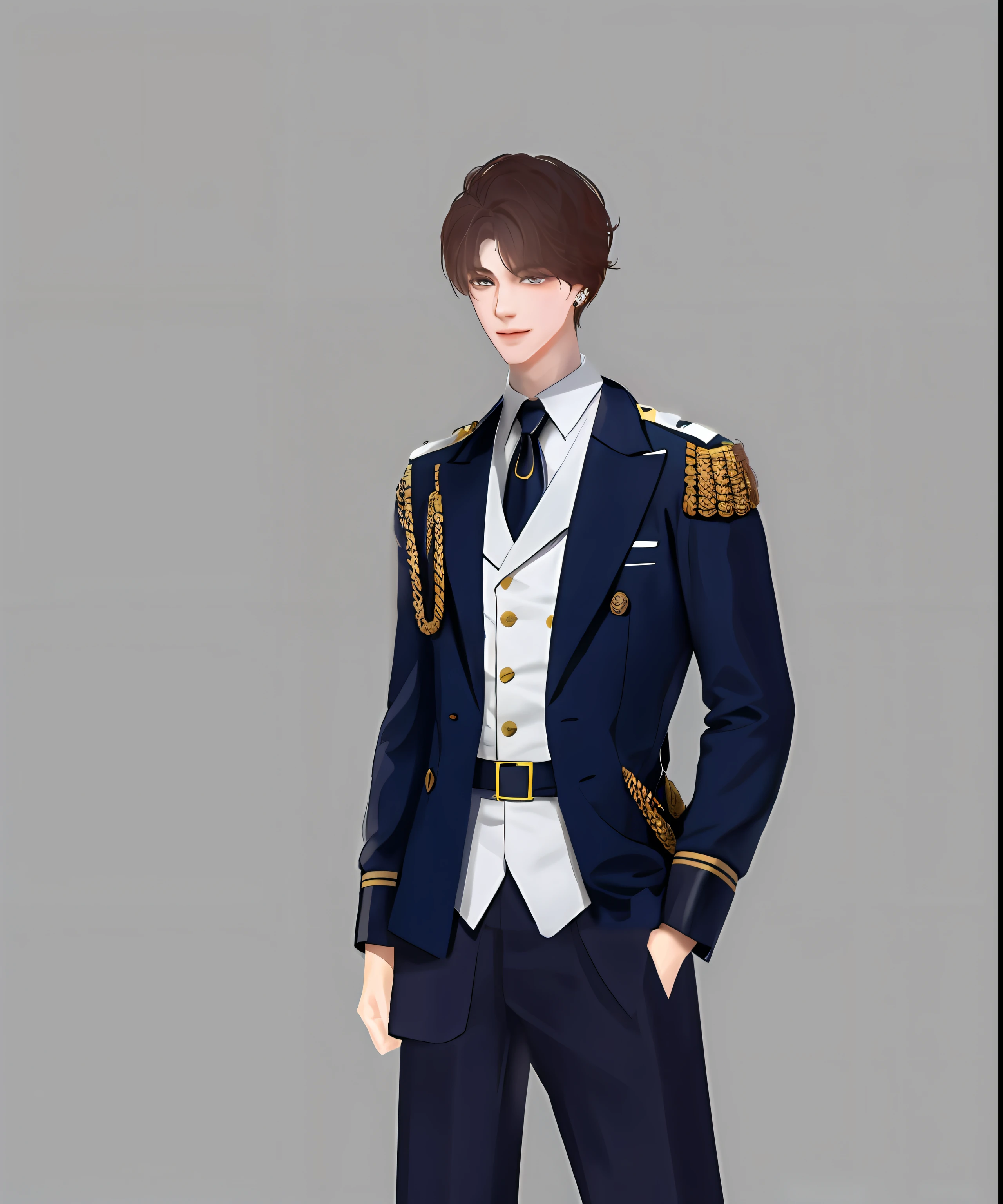 Captain's uniform，male people，white colors