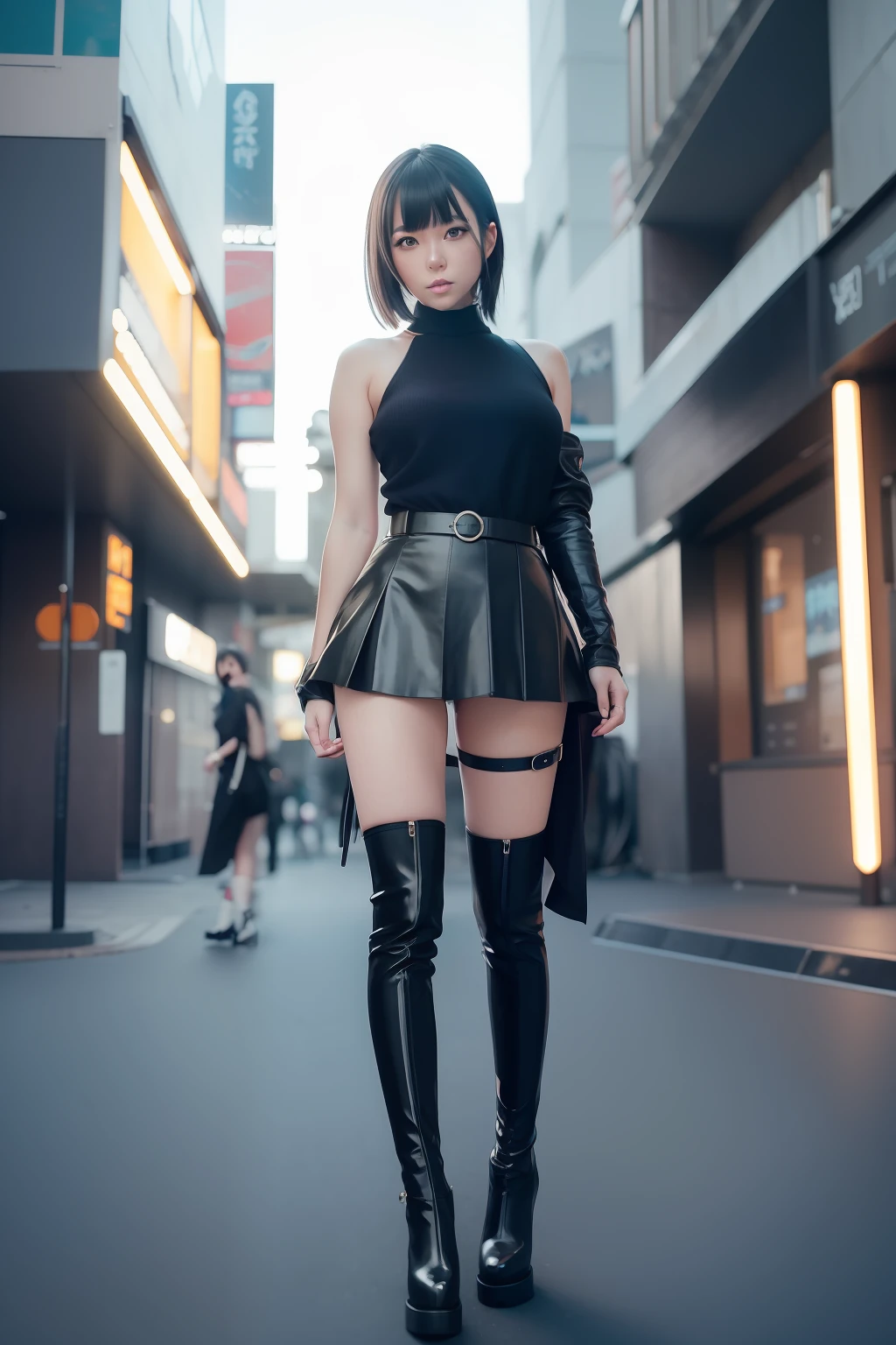 anime - style image of a woman in a short skirt and boots, oppai cyberpunk, trending on cgstation, smooth anime cg art, seductive anime girl, ilya kuvshinov. 4 k, cutesexyrobutts, extremely detailed artgerm, fanart best artstation, detailed digital anime art, [ 4 k digital art ]!!, digital anime art