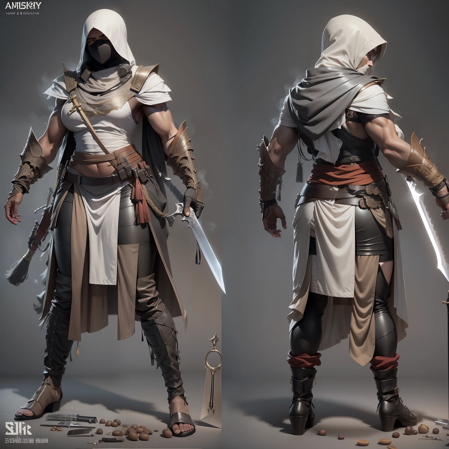 3 d model,New coffee products, arma, The sword, halter, Weapons of the future, 32K, Linen cloak, Top quality, Masterpiece:Faust,,1 child, short detailed hair, thin fog, On your stomach, (tmasterpiece,k hd,hyper HD,16k),clutching a sword, buliding, Reflectors, bloods, Eastern Asia, Weapon focus, Skysky, brunette color hair, knifes, shorter pants, fumo, Mist, The clothes ar, bandagens, sword sheath, Masks, 独奏